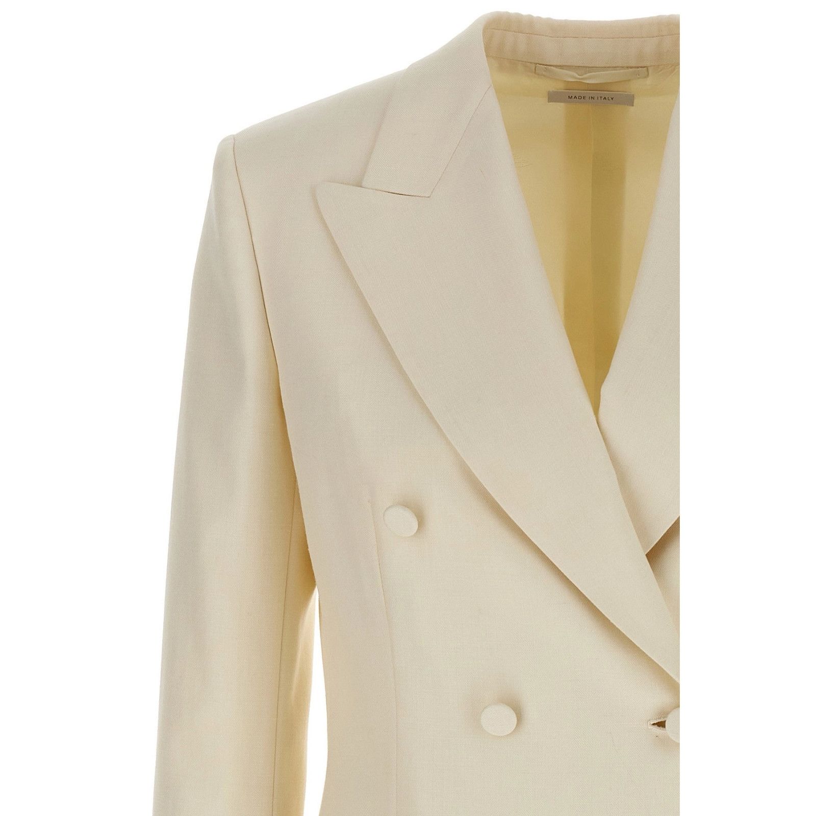 Brioni BRIONI Flavia White Double Breasted Silk Blazer Jacket New & Size S / US 4 / IT 40 - 3 Thumbnail