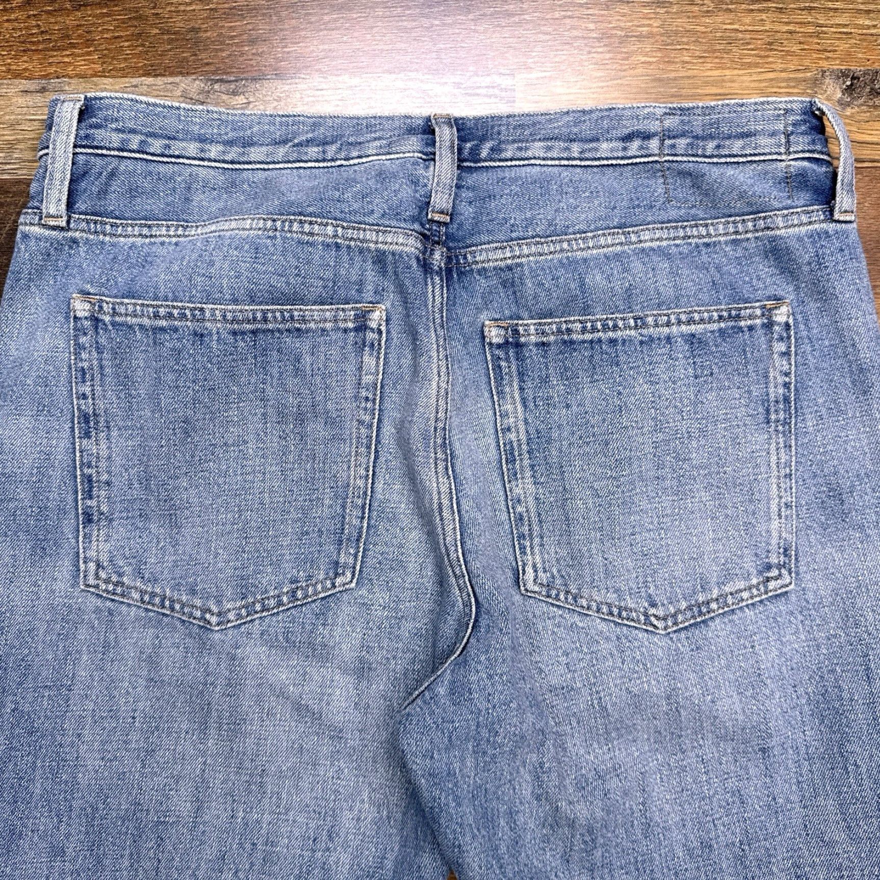 J.Crew J.CREW Jeans Straight Womens 31P Petite High Rise Frayed Hems Blue Denim 5-Pocket 21.5in Inseam Size 24" / US 00 / IT 34 - 7 Thumbnail