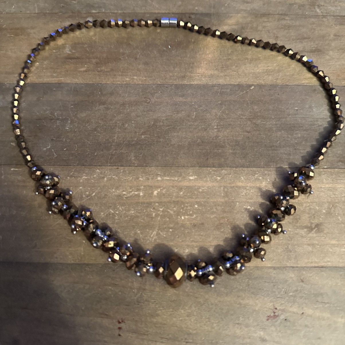 Vintage Vintage metallic gold faceted glass bead necklace Size ONE SIZE - 2 Thumbnail