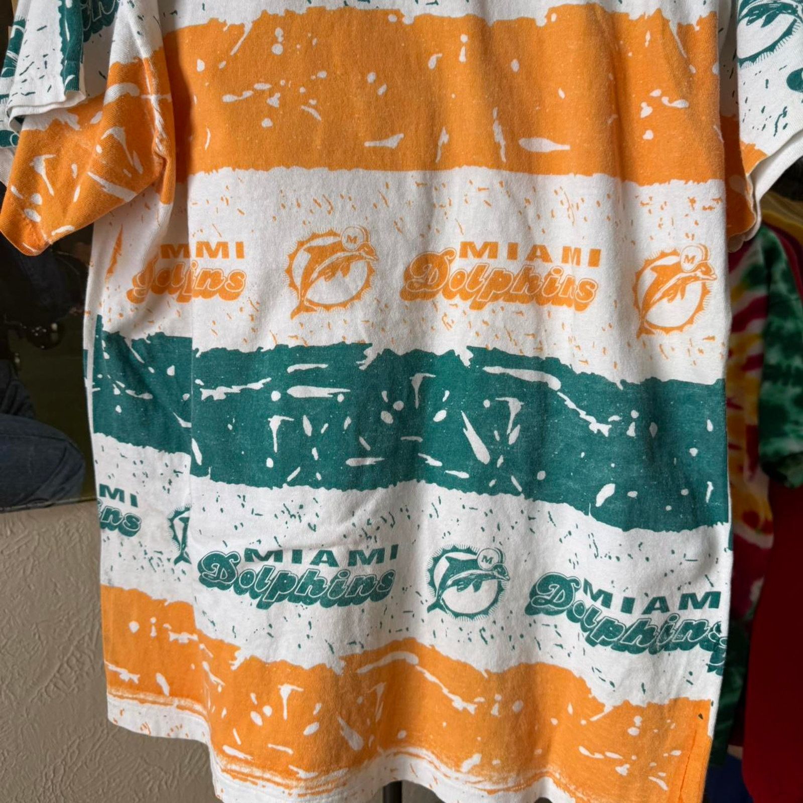 NFL × Vintage Vintage 90s Miami Dolphins NFL All Over Print T-Shirt Size US L / EU 52-54 / 3 - 5 Thumbnail