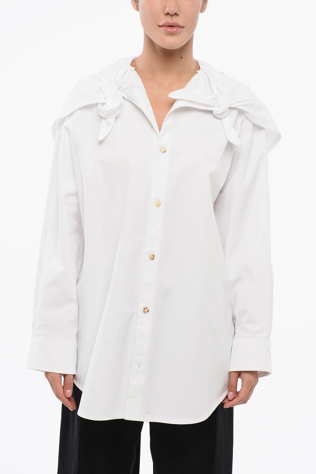 Bottega Veneta og1mm0426 Oversized Blouse in White Size S / US 4 / IT 40 - 1 Thumbnail