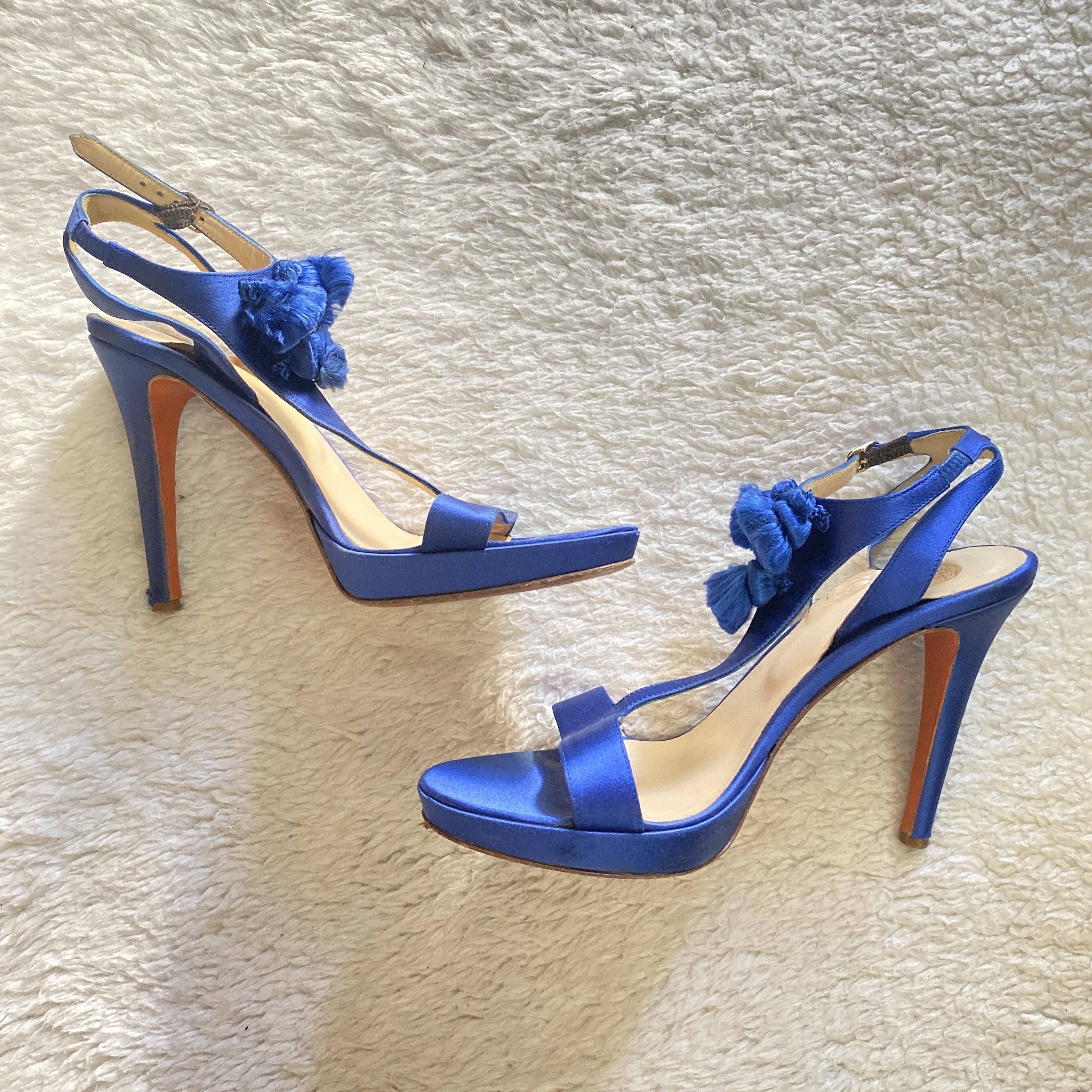 Versace Versace S/S 2008 Blue Silk Tassel Heels – Open Toe Sandals Size US 8 / IT 38 - 20 Thumbnail