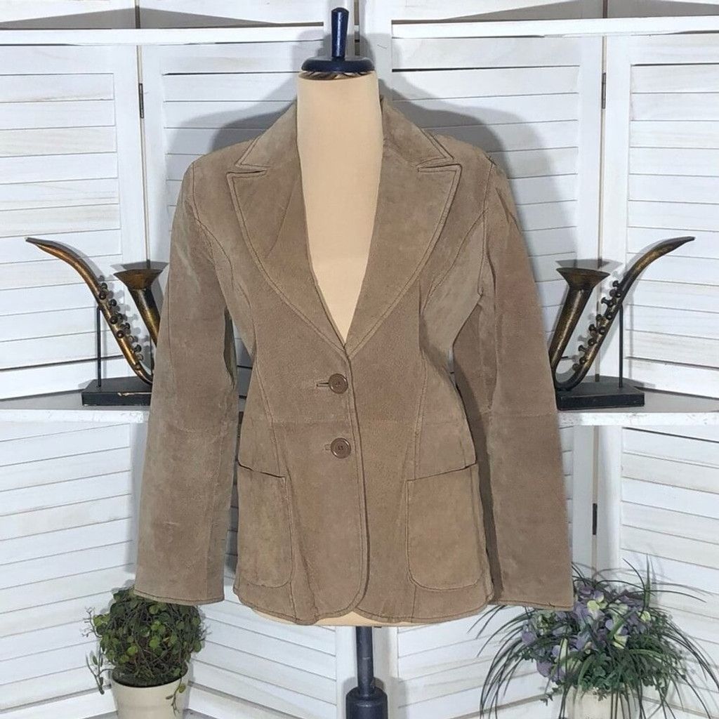Vintage Y2K Blazer Coat Genuine Suede Leather Lined Camel Brown M Size L / US 10 / IT 46 - 9 Thumbnail
