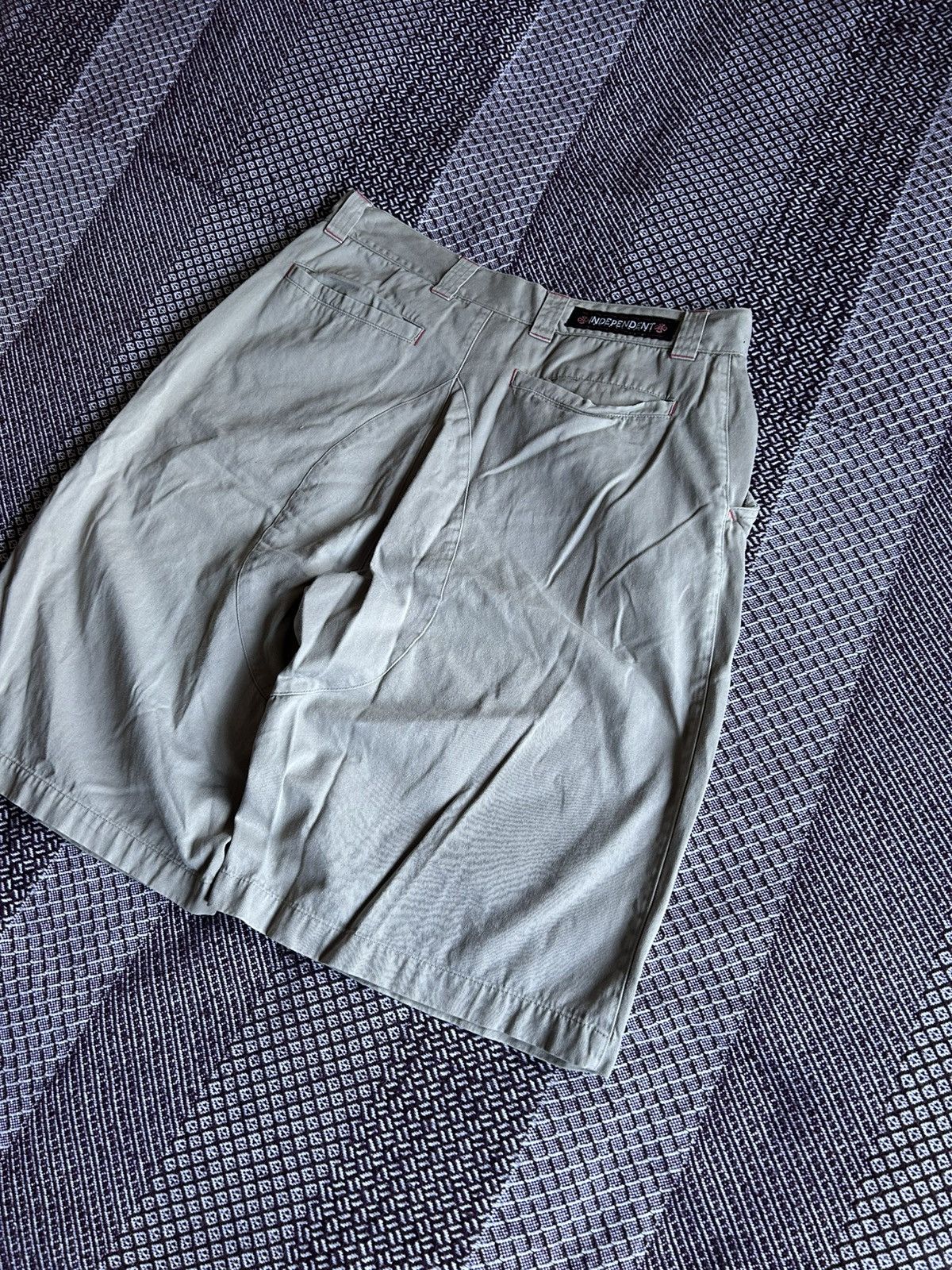 Independent Truck Co. Vintage Independent Beige Rap Shorts Streetwear Style Sz 34 Size US 34 / EU 50 - 2 Thumbnail