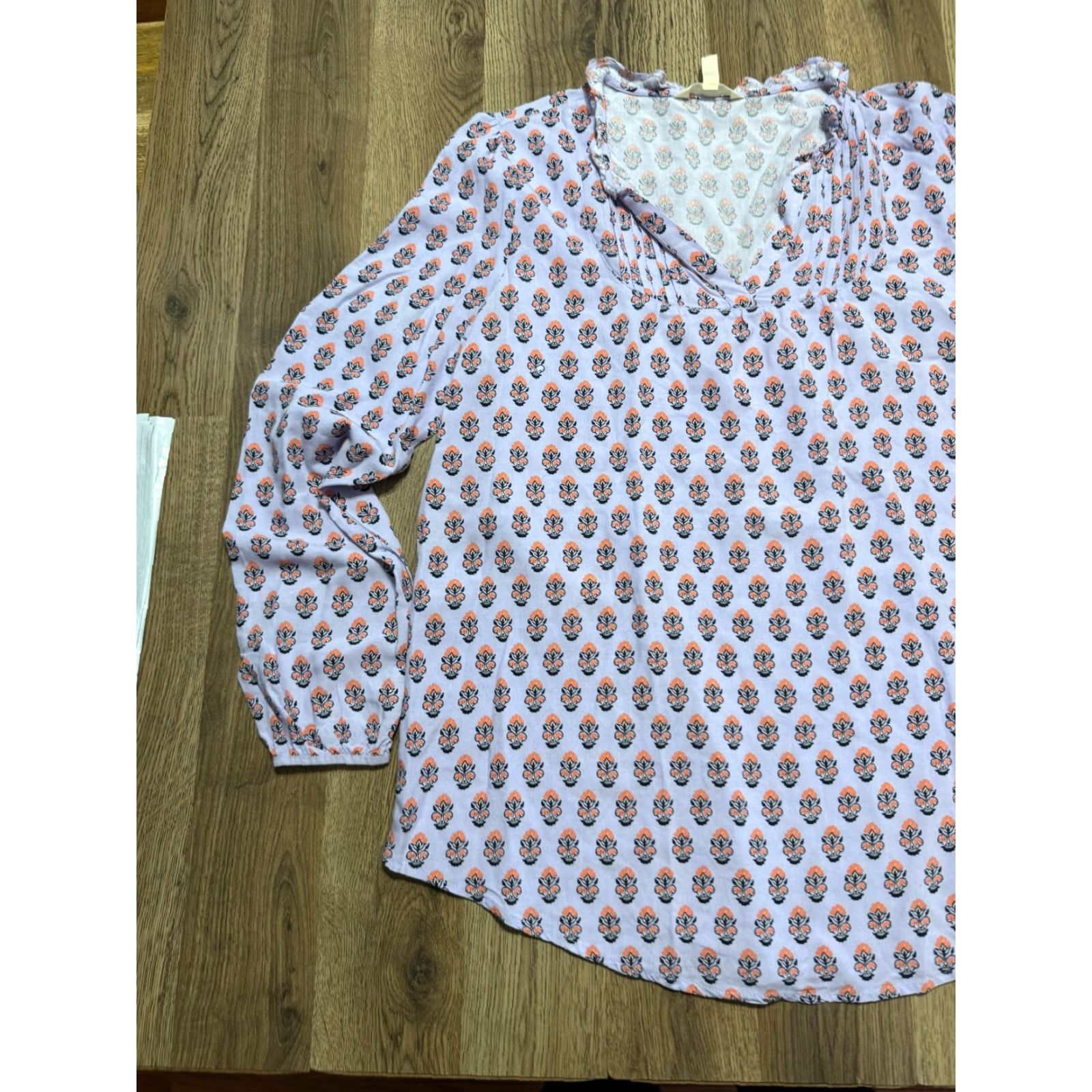 Vintage Matilda Jane Shirt Women's L Purple Orange Black Floral Long Sleeve V-neck T-Shirt Size L / US 10 / IT 46 - 3 Thumbnail