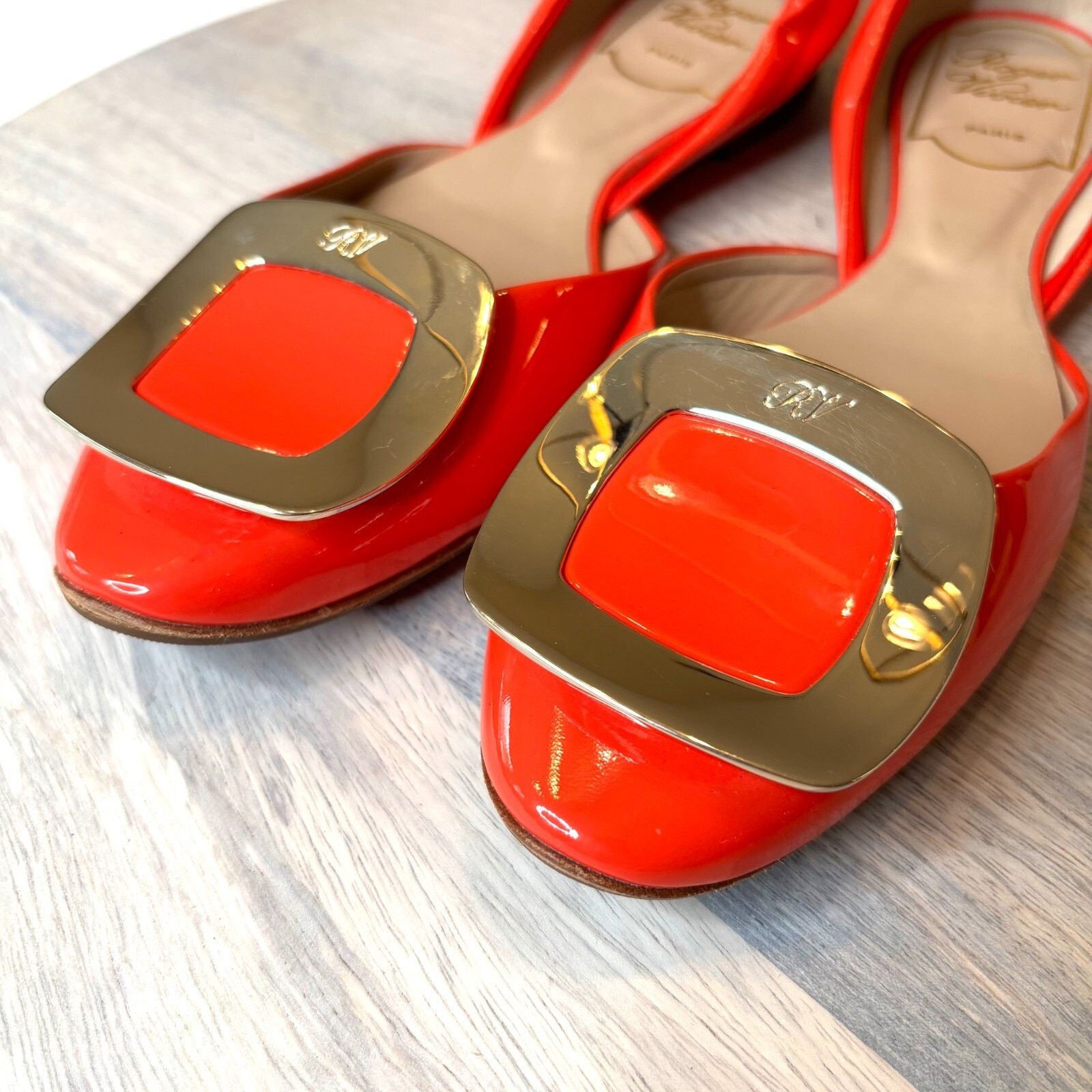 Roger Vivier Roger Vivier Women's Red Orange Ballet Flats Italy US Size 5 Size US 5 / IT 35 - 4 Thumbnail