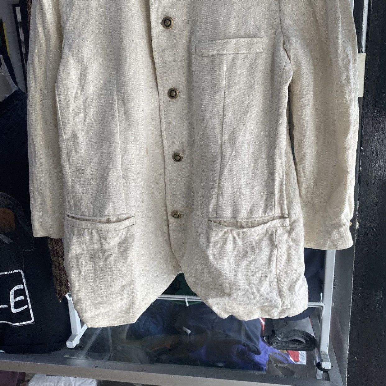 Versace Vintage Versace Classic V2 MandarinCollarLinenSingleBreasted Size US L / EU 52-54 / 3 - 5 Thumbnail