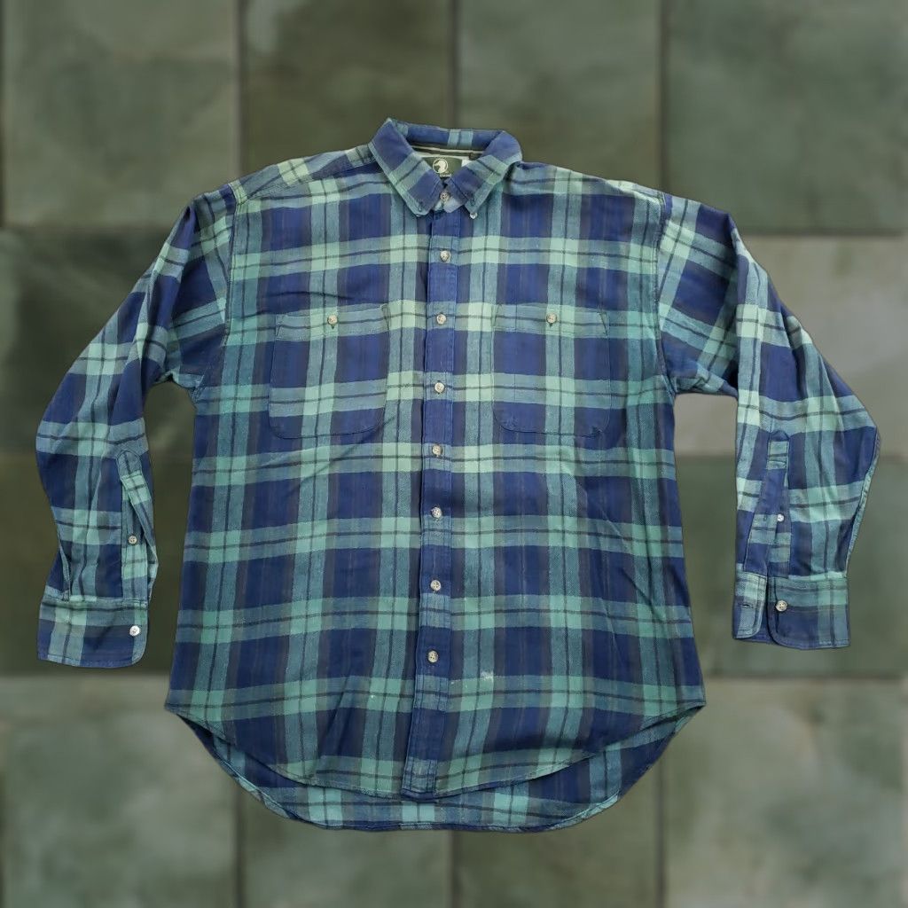 Vintage VINTAGE Duck Head Shirt Men L Blue Plaid Long Sleeve Button Up 100% Cotton Size US L / EU 52-54 / 3 - 1 Thumbnail