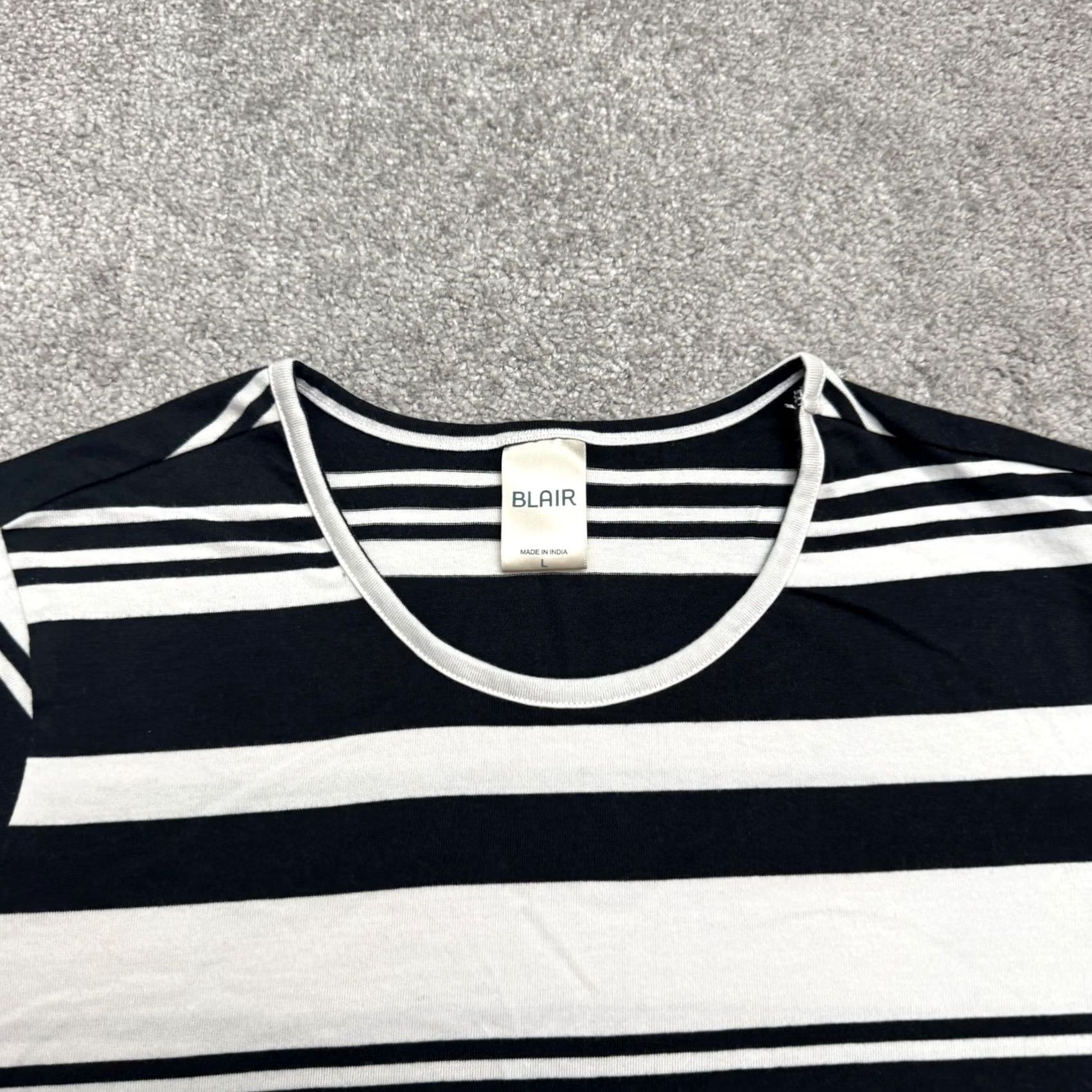 Blair Blair Striped Basic T-Shirt Womens Large Black White Crew Neck Short Sleeve Tee Size L / US 10 / IT 46 - 3 Thumbnail