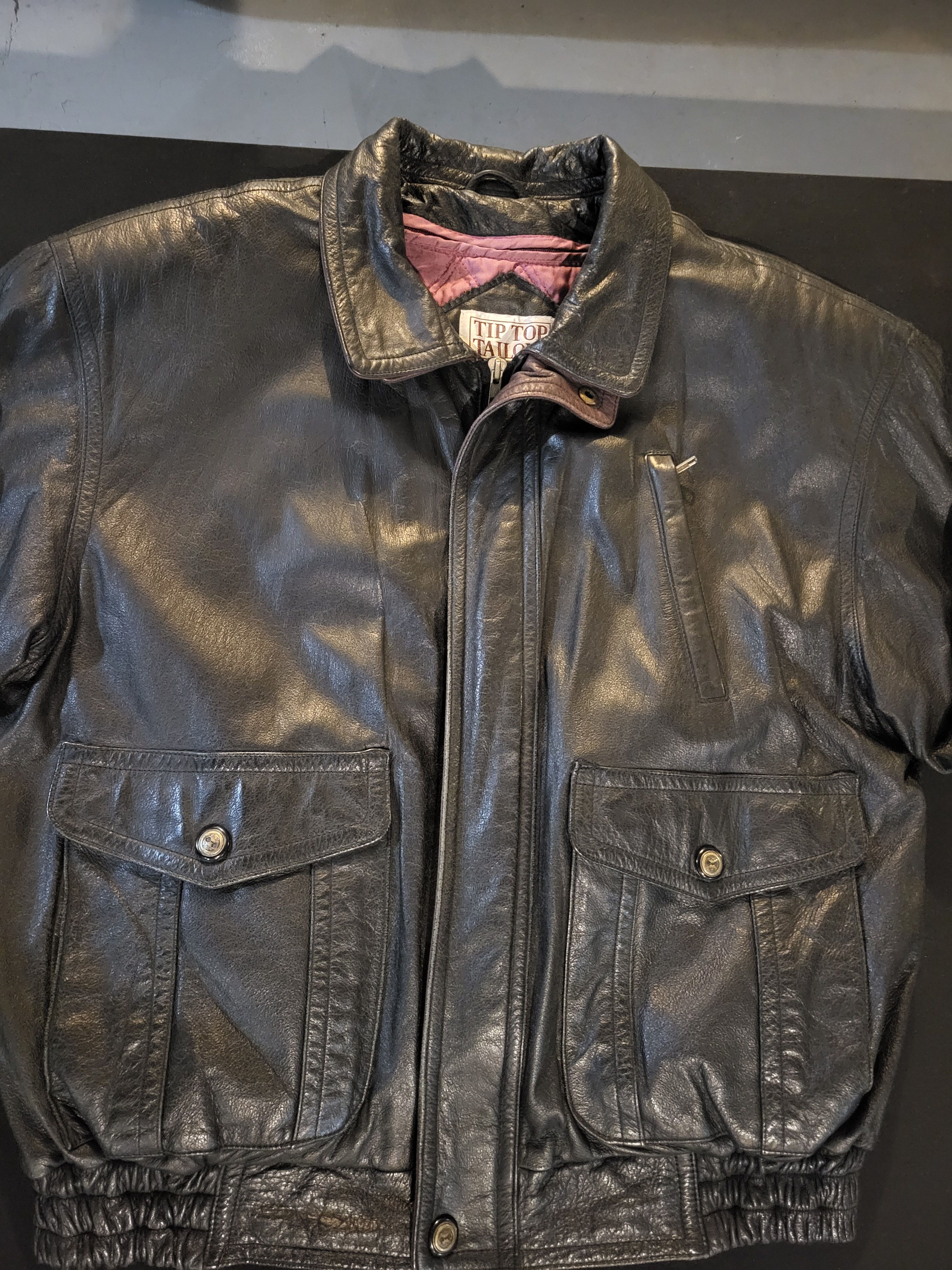 Other Vintage, Tip Top Tailor, Black Leather Jacket Size US M / EU 48-50 / 2 - 2 Thumbnail