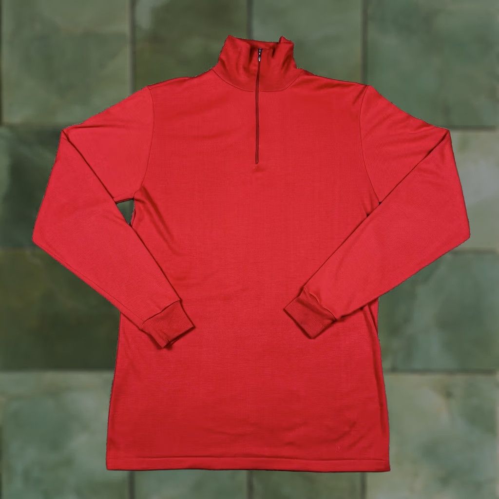 Vintage VINTAGE L.L. Bean Quarter Zip Men Medium Red Pullover Stretch Fit Athletic Wear Made USA Shirt Mens Red, Solid, Long Sleeve, Polyester, Logo Size US M / EU 48-50 / 2 - 1 Thumbnail