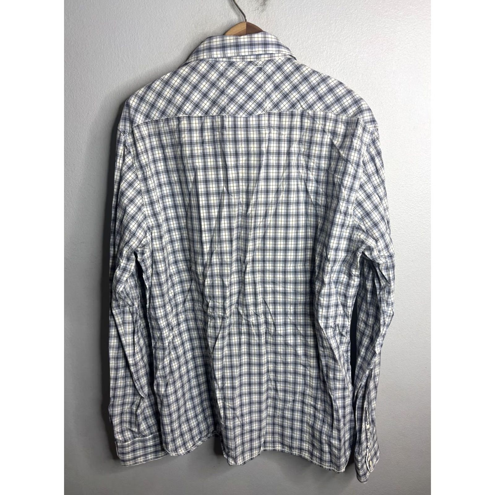 Scotch & Soda VINTAGE Scotch & Soda Shirt Mens XL Blue White Plaid Western Pearl Snap Long Sleeve Size US XL / EU 56 / 4 - 5 Thumbnail