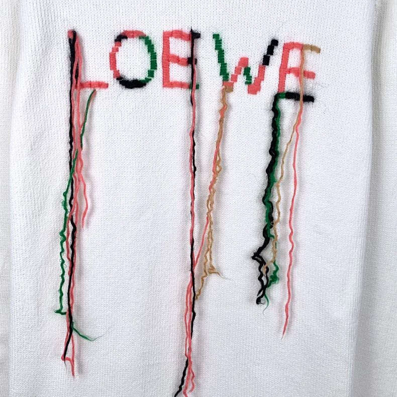 Loewe Loewe White logo embroidered round neck cotton long sleeve Size XS / US 0-2 / IT 36-38 - 4 Thumbnail