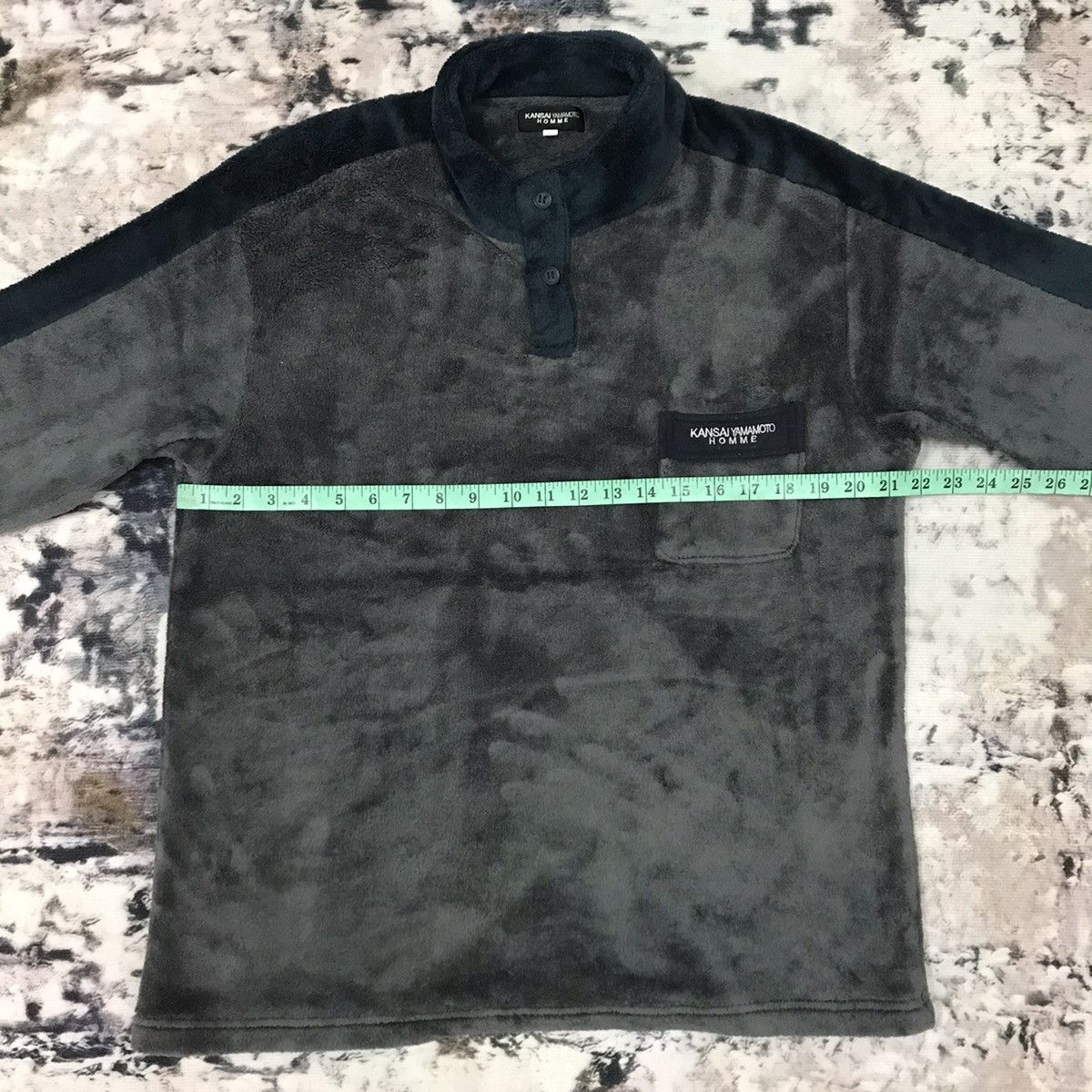 Japanese Brand × Kansai Yamamoto × Vintage Vintage Kansai Yamamoto Homme Velvet Sweater Half Button Up Size US M / EU 48-50 / 2 - 9 Thumbnail