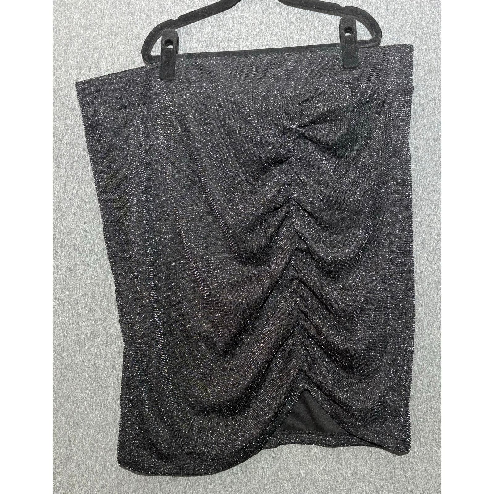 Other TORRID | Black Glitter Knit Cinched Mini Skirt | NWT | 2X Size 22" - 1 Thumbnail