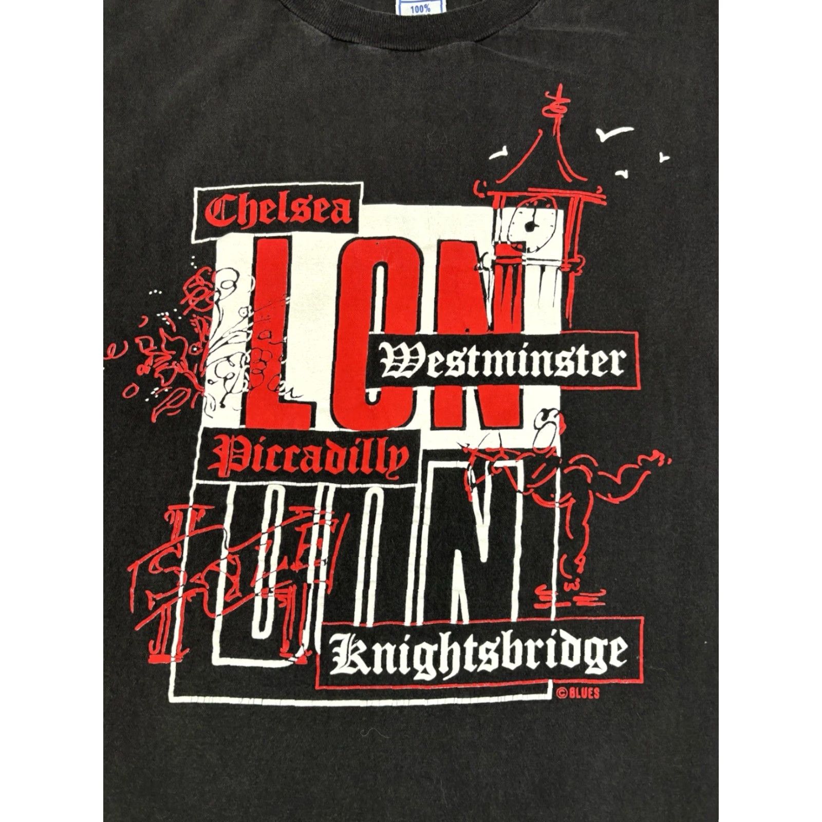 Vintage VINTAGE 90s London City Art T Shirt L Black Mens Short Sleeve Crew Neck Cotton Graphic Print Size US L / EU 52-54 / 3 - 2 Thumbnail