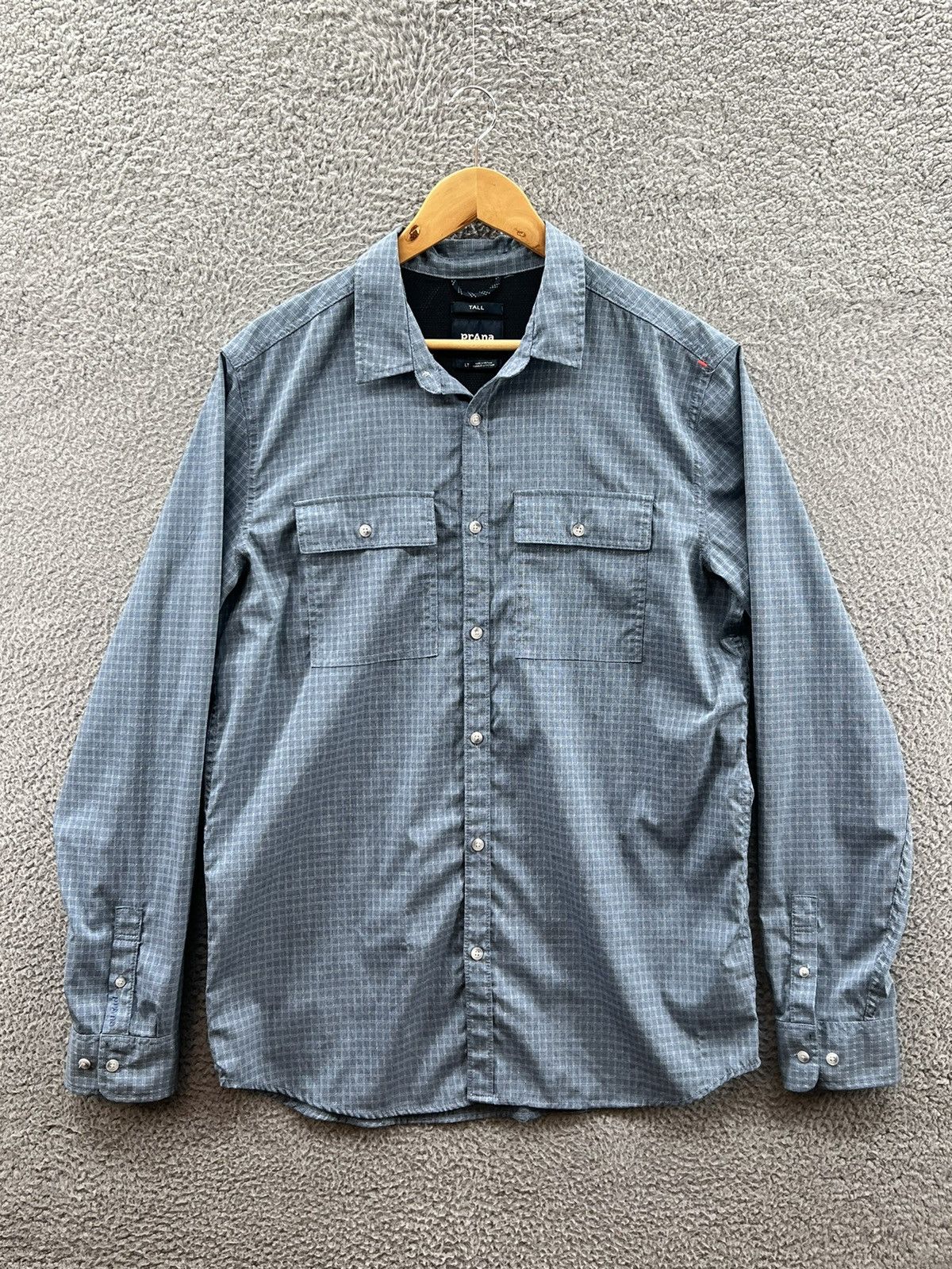 Prana prAna Garvan Hiking Shirt Men’s Large Tall Blue Grid Vented Size US L / EU 52-54 / 3 - 1 Thumbnail