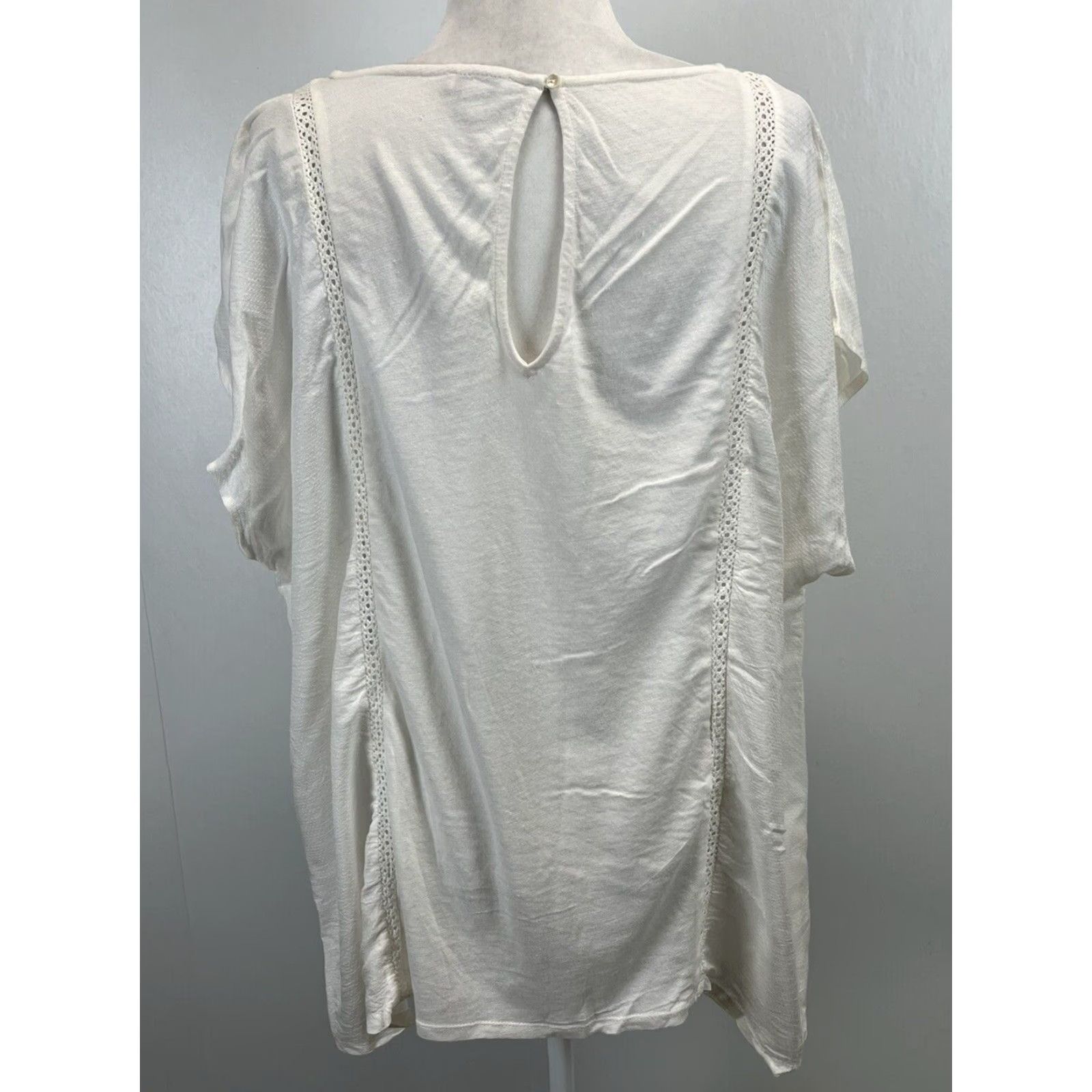 Lucky Brand Lucky Brand Shirt Womens 3X White Embroidered Aztec Lightweight Boho Size XXL / US 16-18 / IT 52-54 - 3 Thumbnail