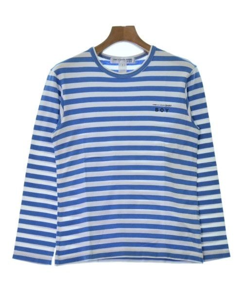 T-Shirts cut and sew border long sleeve Light blue white