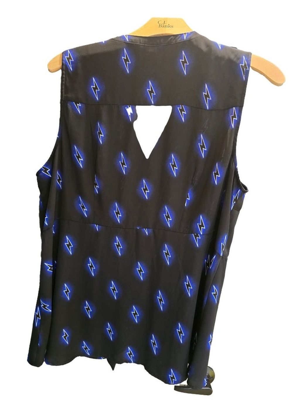 Torrid Torrid Plus 3X Black Blue Lightning Bolt Front Blouse Size 3XL / US 20-22 - 2 Thumbnail