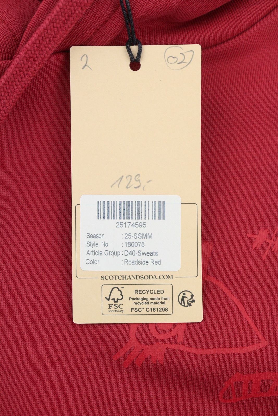 Scotch & Soda M Red Cotton Kangaroo Hoodie 88556 Size US M / EU 48-50 / 2 - 6 Thumbnail