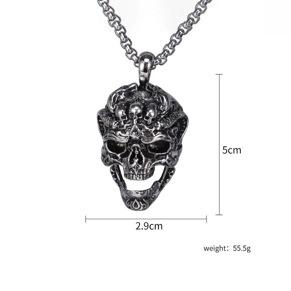 Jewelry Gothic Skull Rock Pendant Necklace Size ONE SIZE - 4 Thumbnail