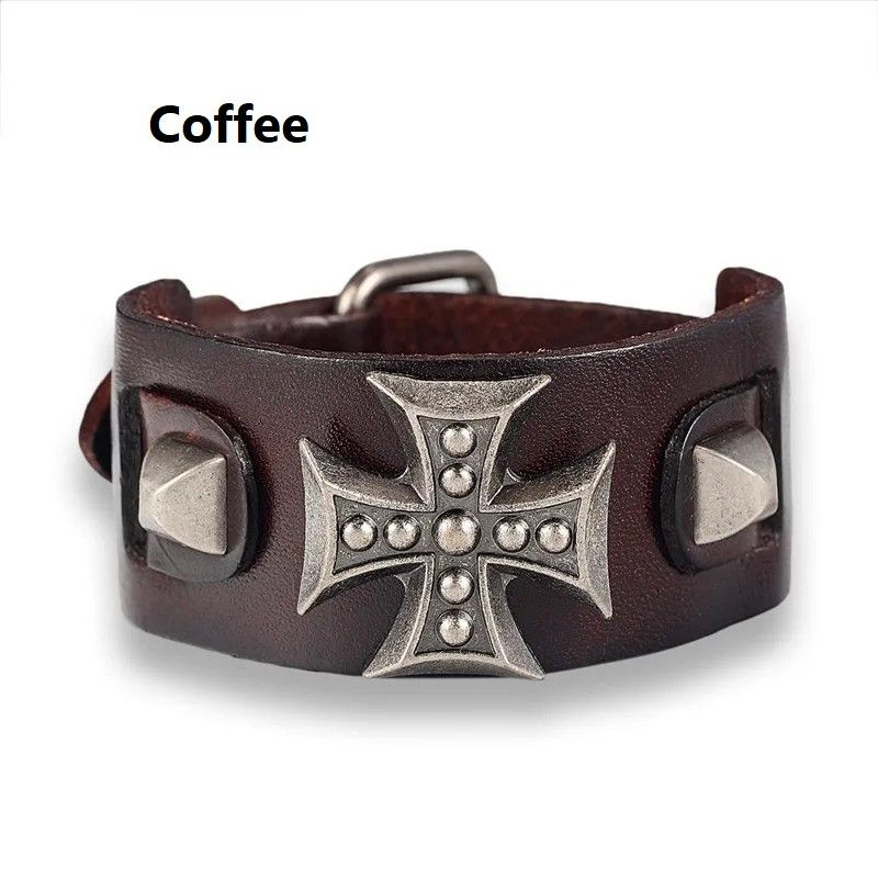 Other Cross Rolo Chain Leather Bracelet Accessories Cuff Gift Size ONE SIZE - 6 Thumbnail