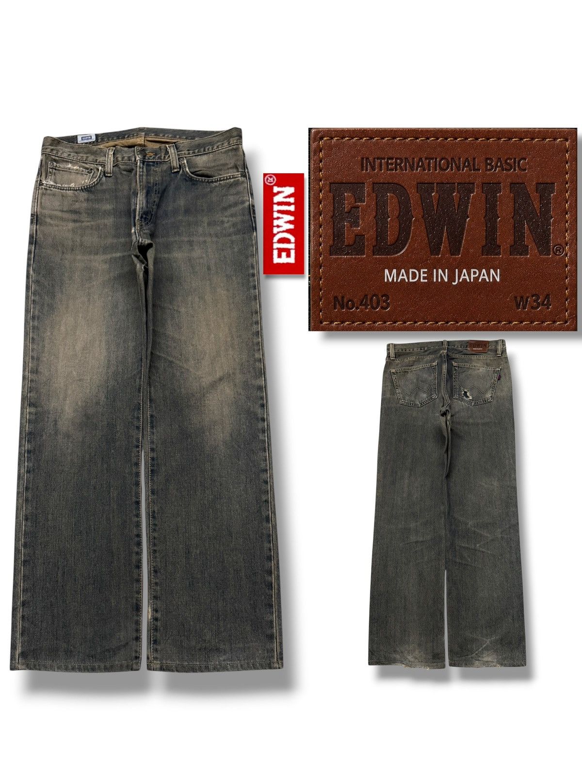Edwin Vintage EDWIN 403 Japan Denim Jeans | Relaxed Straight | W34 Size US 34 / EU 50 - 1 Thumbnail