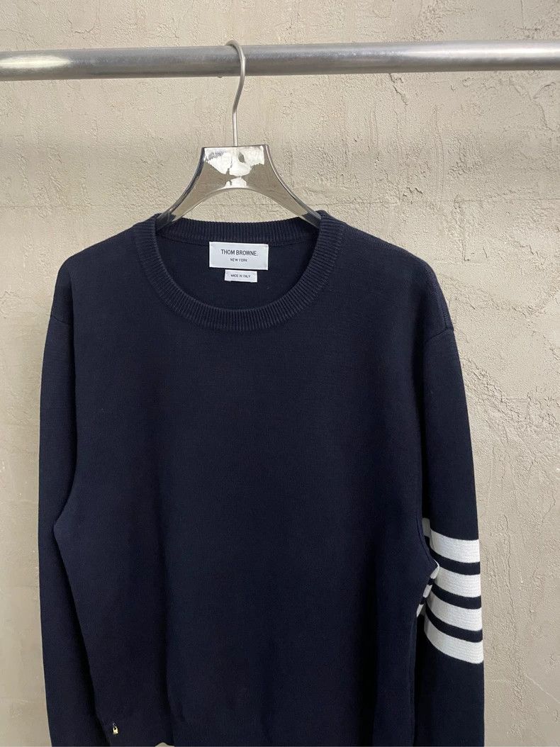 Thom Browne Thom Browne Dark blue four-striped gold-buttoned round-neck Size US M / EU 48-50 / 2 - 3 Thumbnail