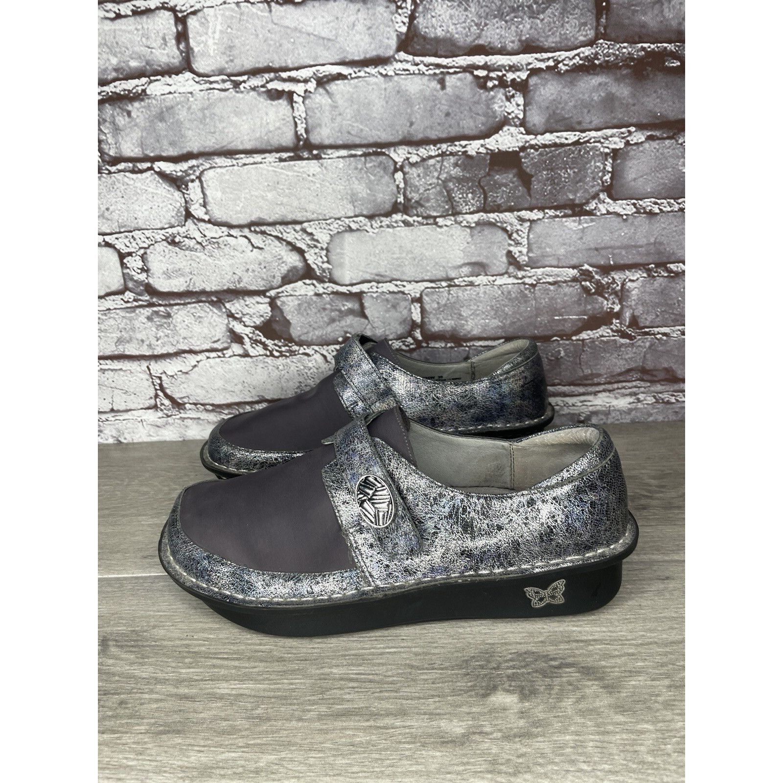 Allegri Alegria DEN-735 MOON SHADOW Gray Leather Shoes Slip-On Clogs Size US 9 / IT 39 - 1 Thumbnail