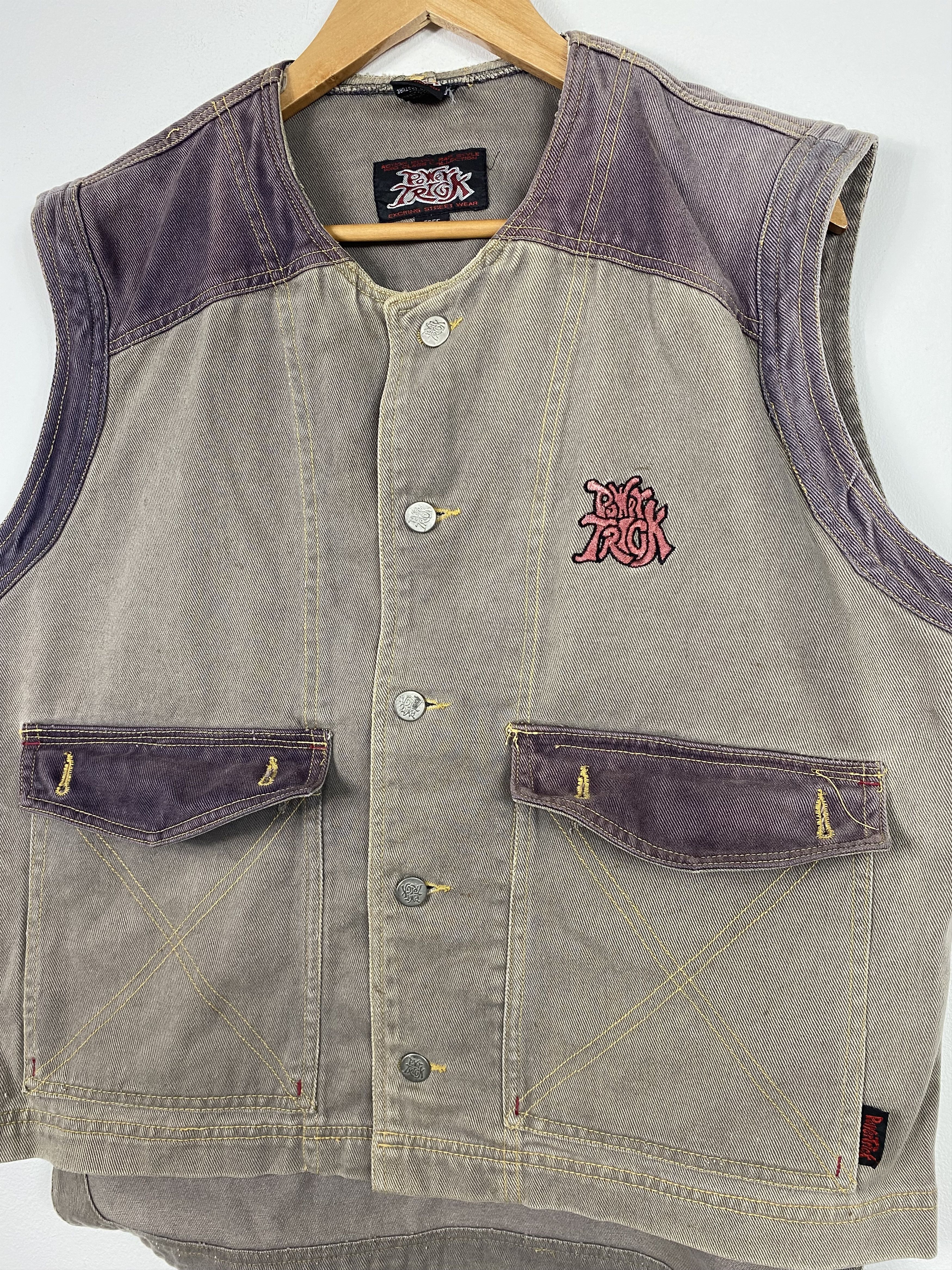 Tribal Streetwear Vintage Power Trick Tribal Y2K Denim Vest Size US XL / EU 56 / 4 - 2 Thumbnail