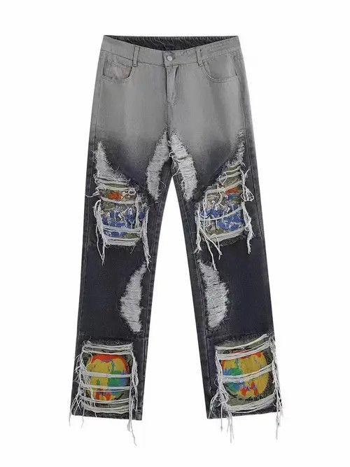 VIBE High street sabotage washed heavy embroidered ripped jeans Size US 30 / EU 46 - 1 Thumbnail