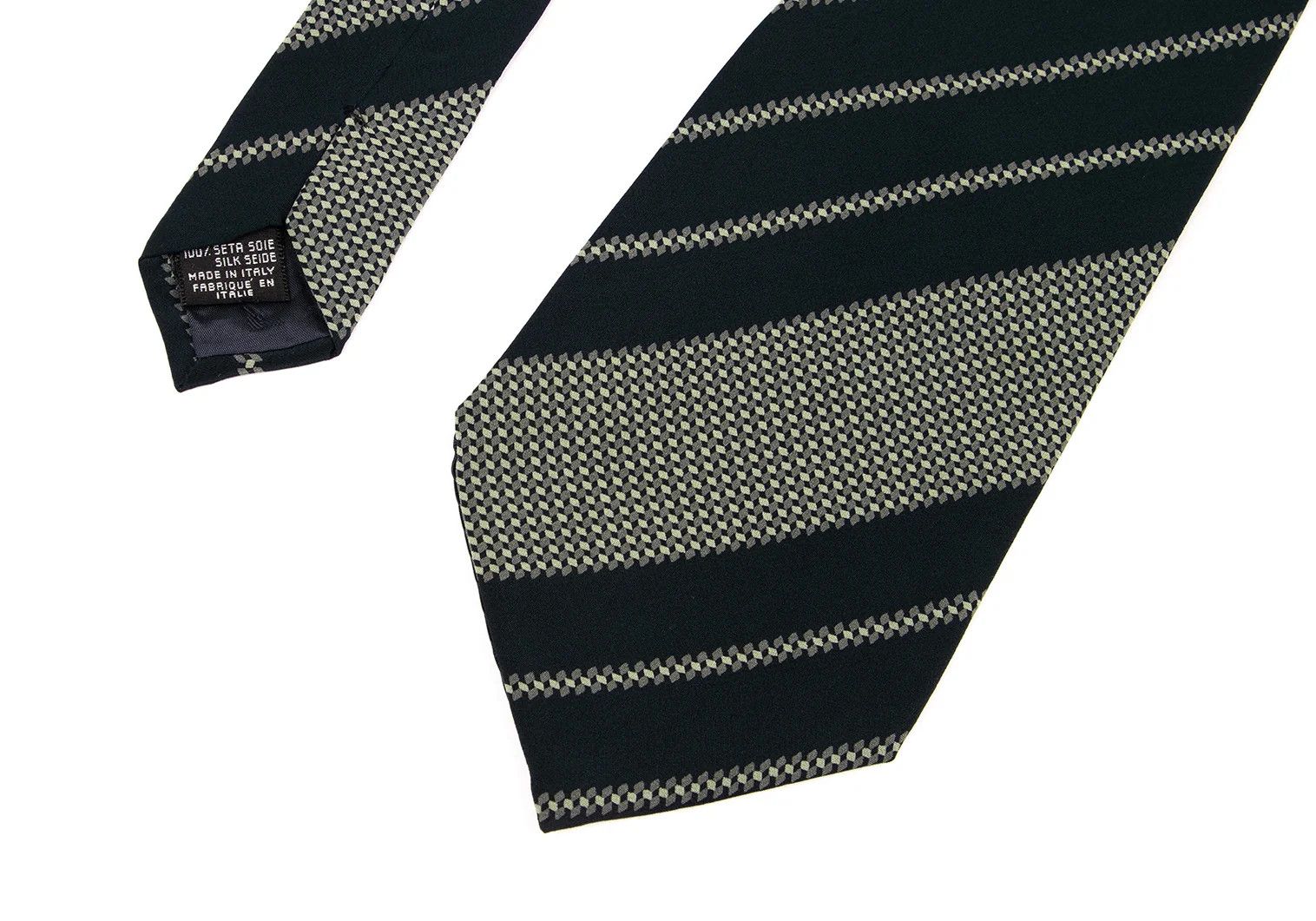 Emporio Armani Silk Graphic Print Tie in Navy Gray Size ONE SIZE - 3 Thumbnail