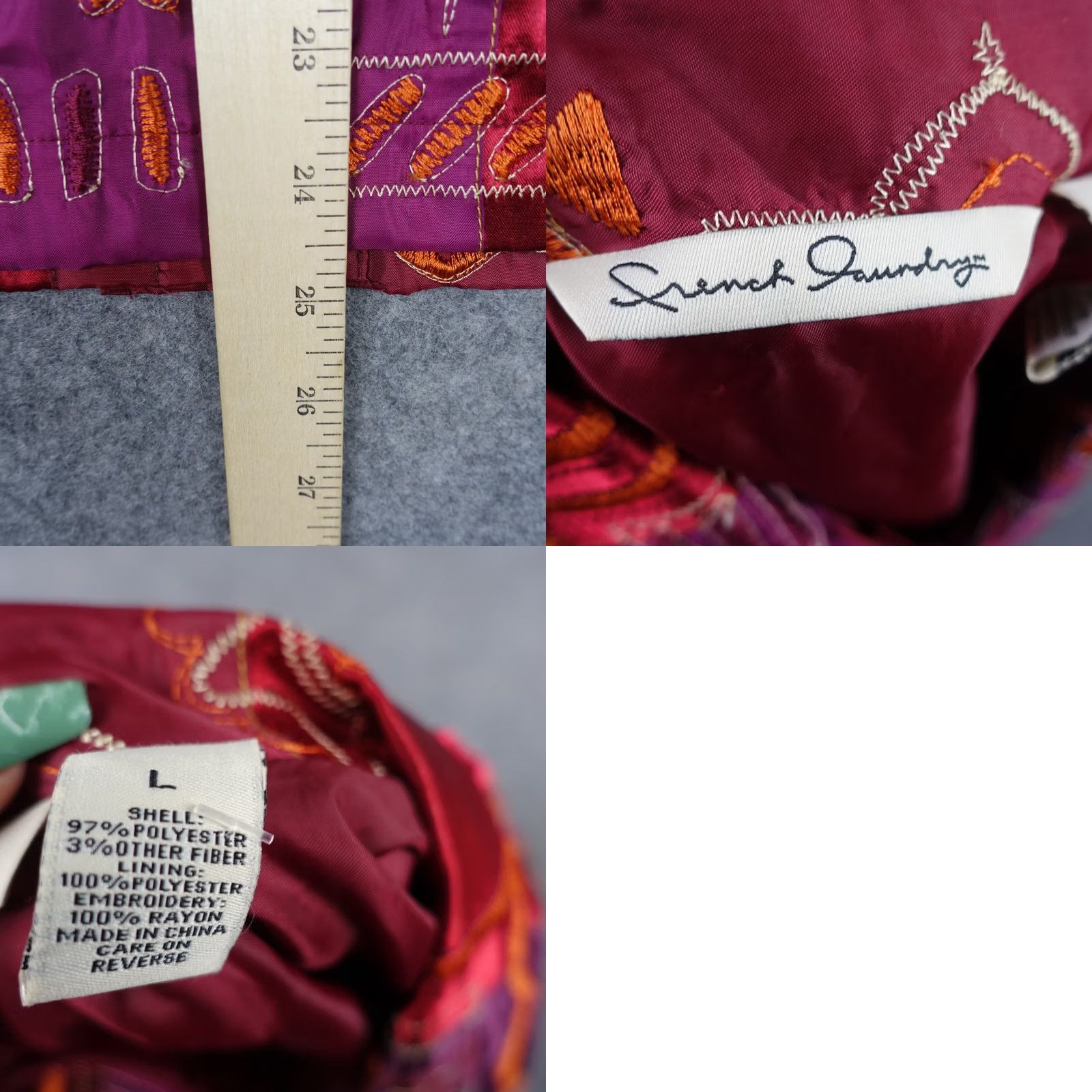 Vintage French Laundry Jacket Womens Large Red Quilted Embroidered Short Sleeve Long Sleeve Buttoned Fall Spring Winter Casual Travel Art Womens Size L Size L / US 10 / IT 46 - 9 Thumbnail
