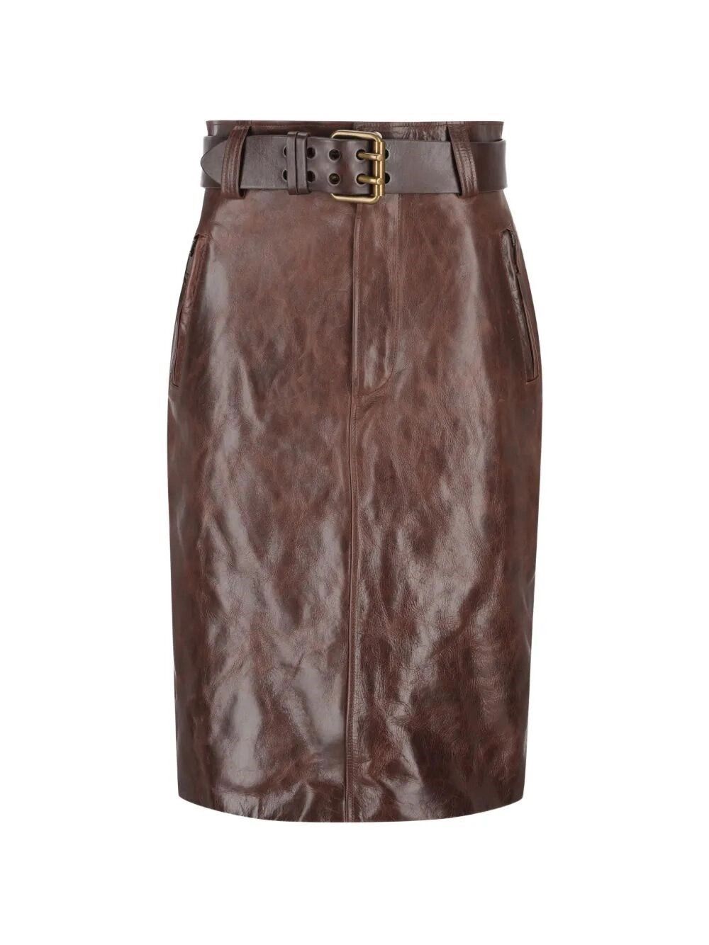 Saint Laurent Paris Leather Skirt Size 28" / US 6 / IT 42 - 1 Thumbnail