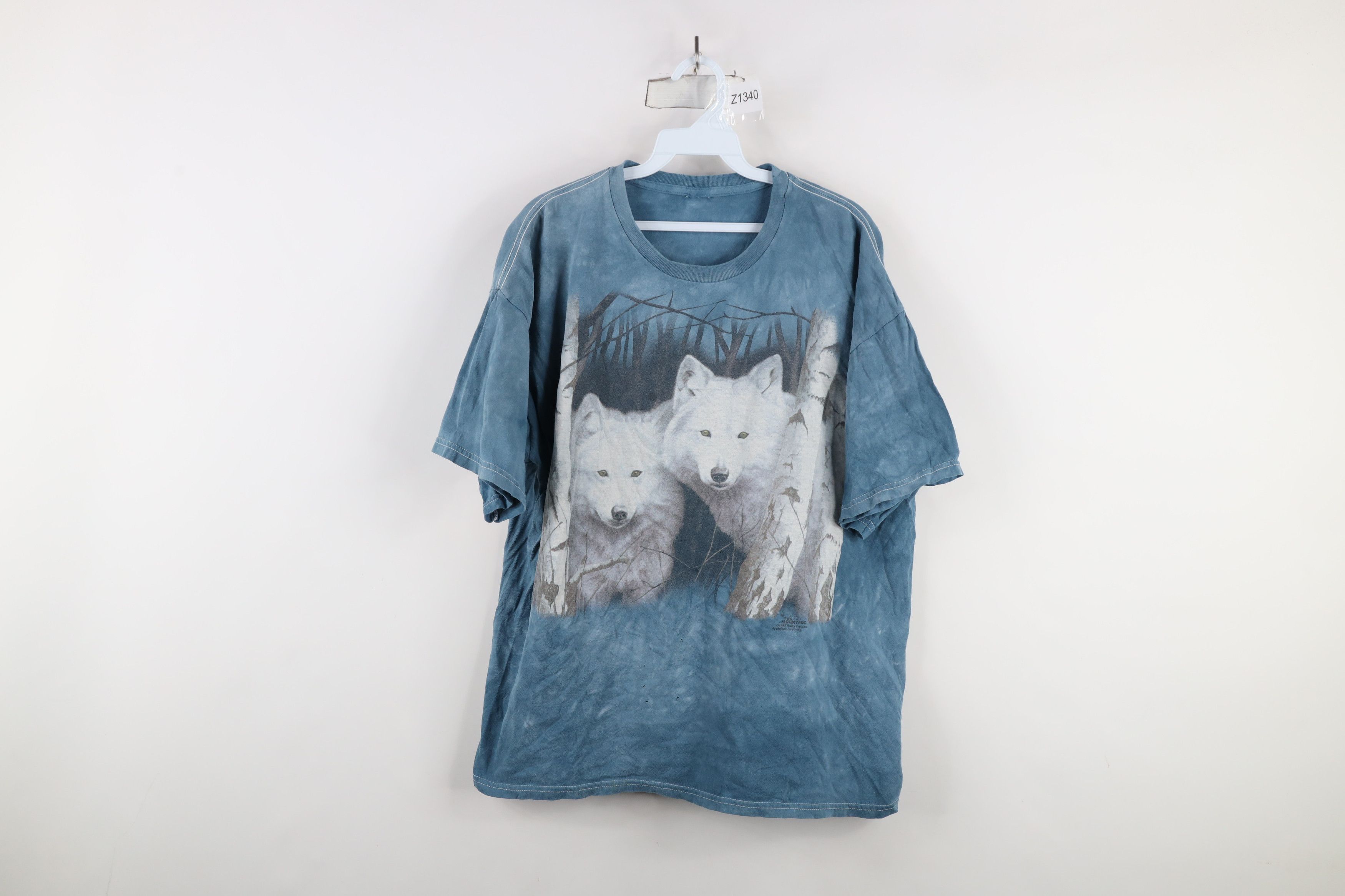 Vintage Vintage 90s Streetwear Acid Wash White Wolf Nature T-Shirt Size US XL / EU 56 / 4 - 1 Thumbnail