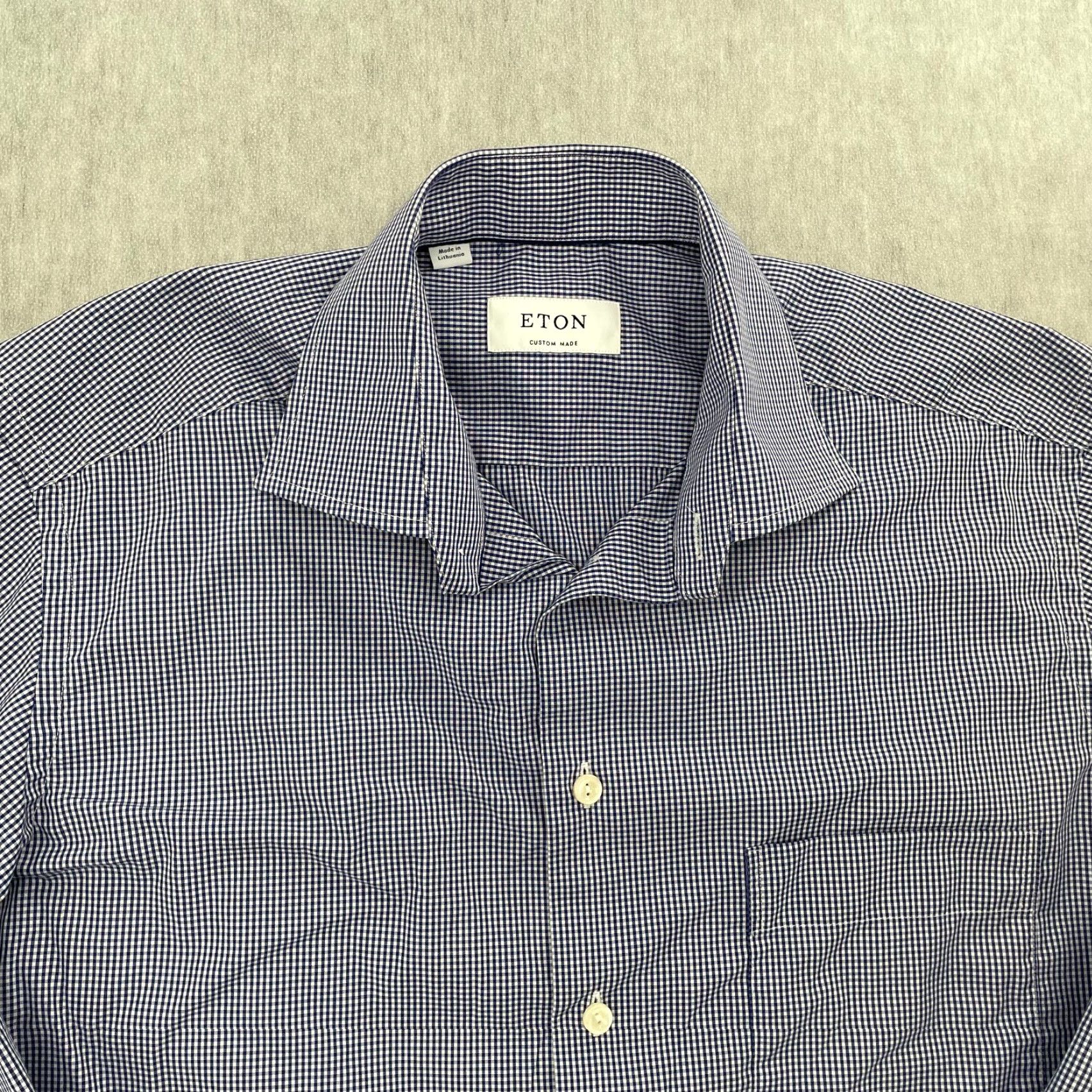 Eton VINTAGE Etón Dress Shirt Adult Medium Long Sleeve Blue Check Button Up Mens Business Casual Formal Wedding Size US M / EU 48-50 / 2 - 3 Thumbnail