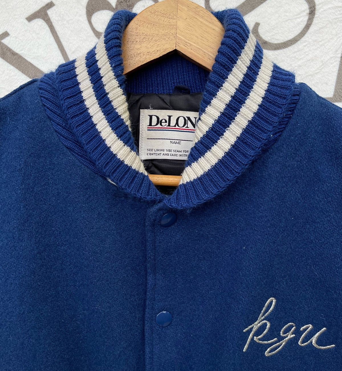 Delong 🔥Vintage 90's Delong USA Hurricanes Leather Sleeve Varsity Size US L / EU 52-54 / 3 - 10 Thumbnail