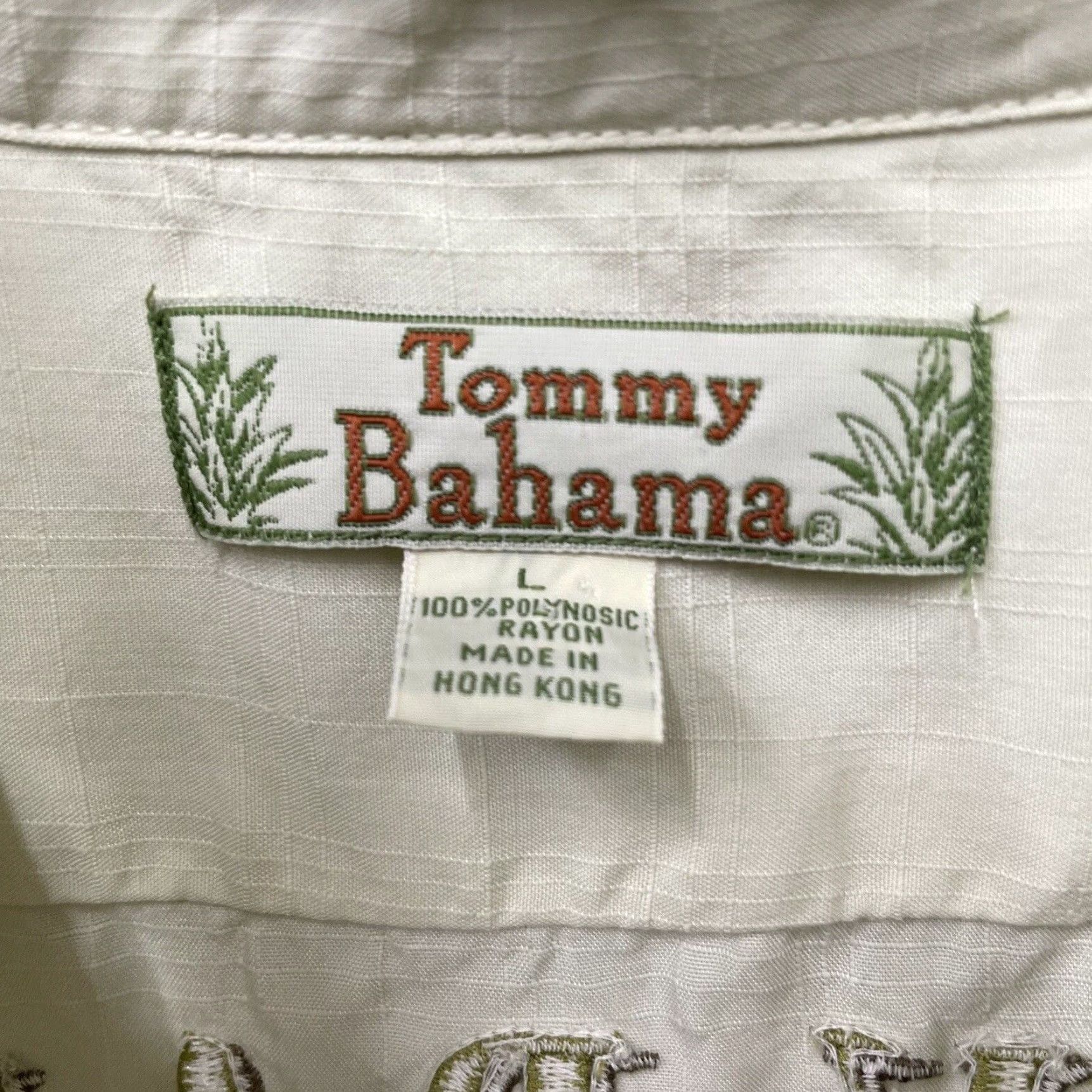Tommy Bahama VINTAGE Tommy Bahama Golf Embroidered Shirt Mens L Beige Rayon 100% Polysonic Button-Down Short Sleeve Size US 33 - 5 Thumbnail