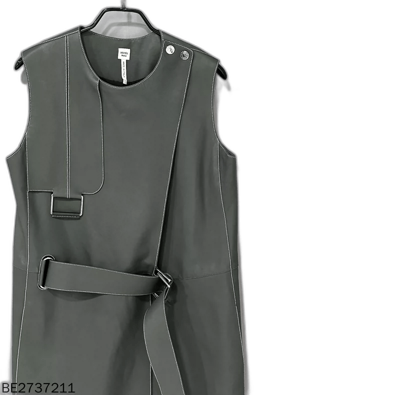 Hermes HERMES Leather Long Sleeveless Vest Size S / US 4 / IT 40 - 1 Thumbnail