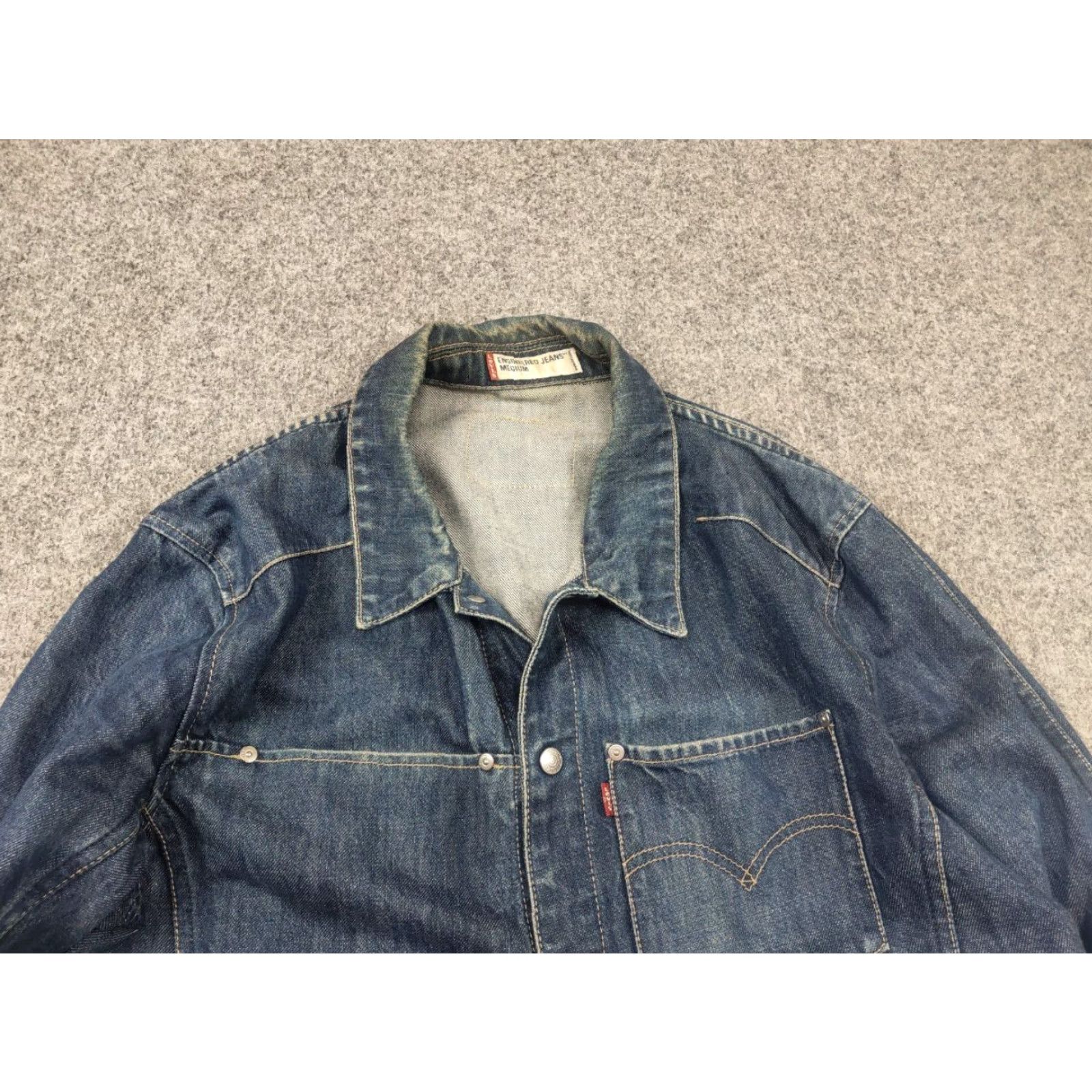 Levi's VINTAGE Levi's Trucker Jacket Levi's Engineered Denim Blue Pocket 90s Classic Pocket Denim Faded Jeans Jacket M Blue Mens Regular Jacket Size US 31 - 5 Thumbnail