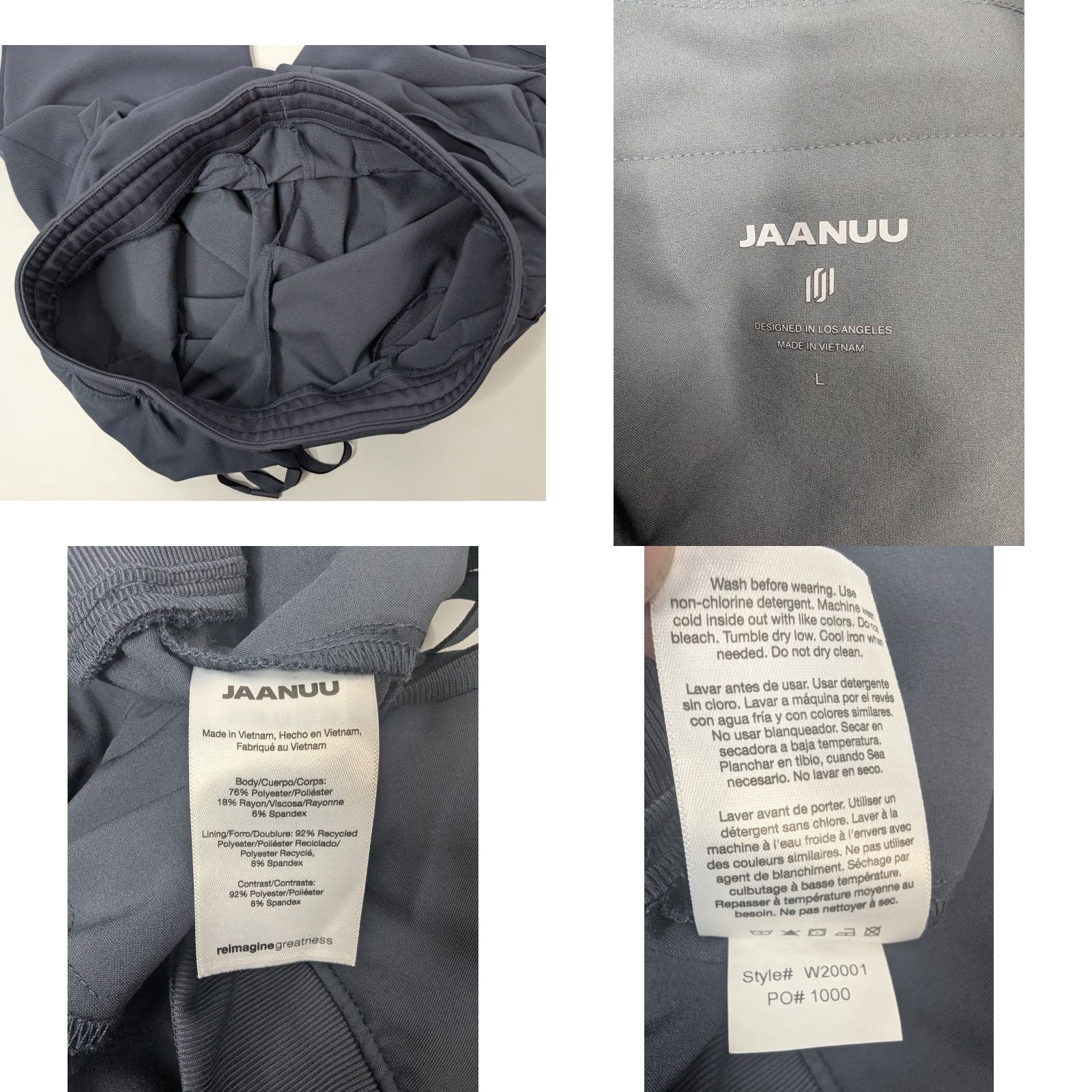 Vintage Jaanuu Women's Scrub Pants Grey Blue L Drawstring Pockets Stretch Tagless Medical Nurse Size 36" / US 14 / IT 50 - 8 Thumbnail