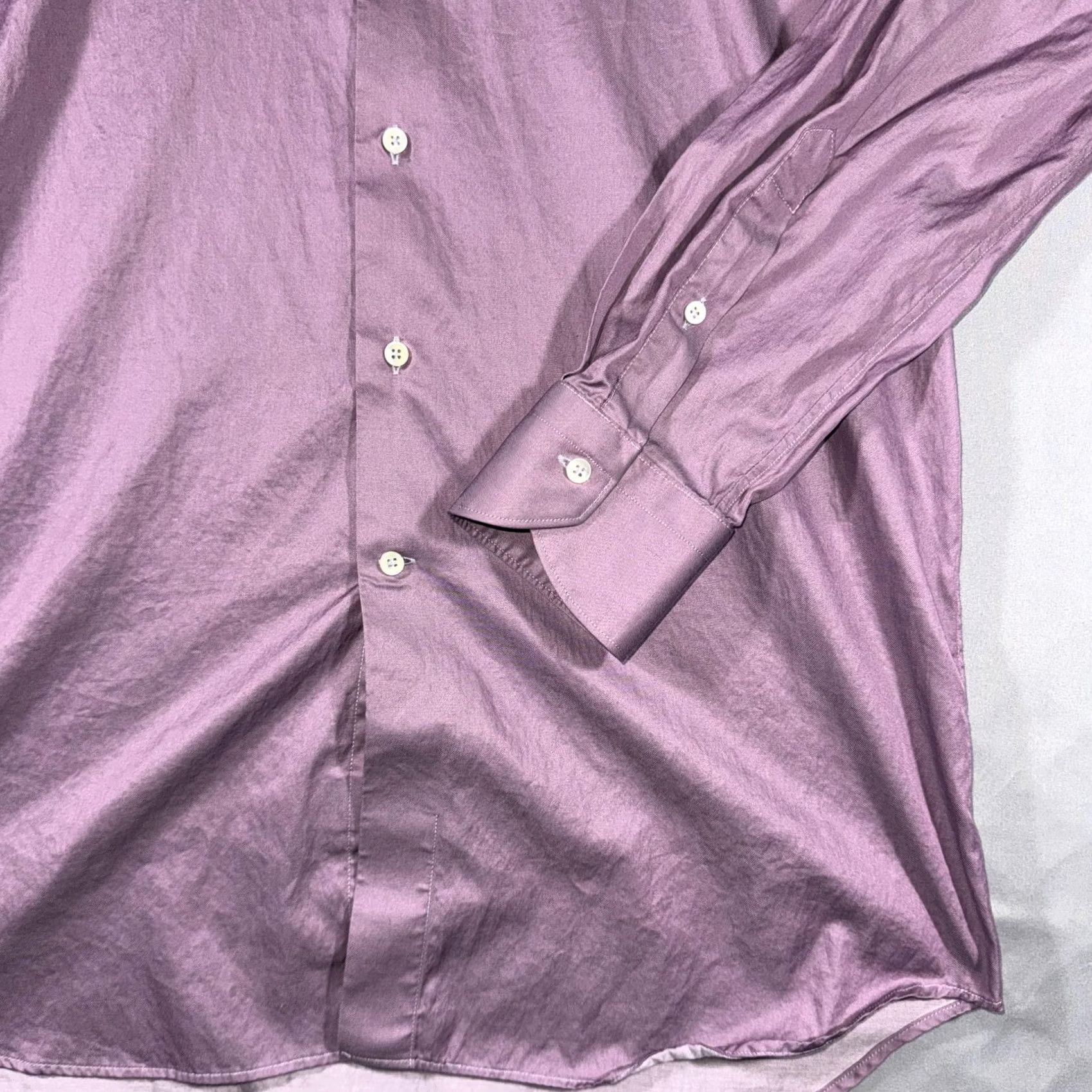 Canali Canali Dress Shirt Mens 16 41 Purple Impeccabile Wrinkle Resistant Made In Italy Size 42R - 5 Thumbnail