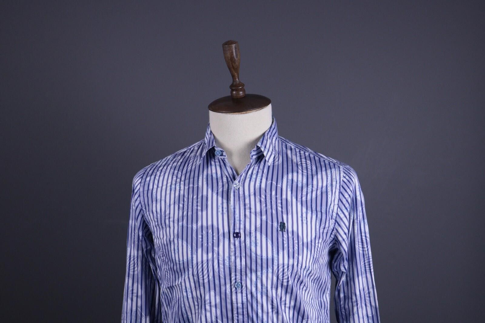 Desigual Desigual Blue Stripe Regular Allover Print Shirt Size M Size US M / EU 48-50 / 2 - 2 Thumbnail