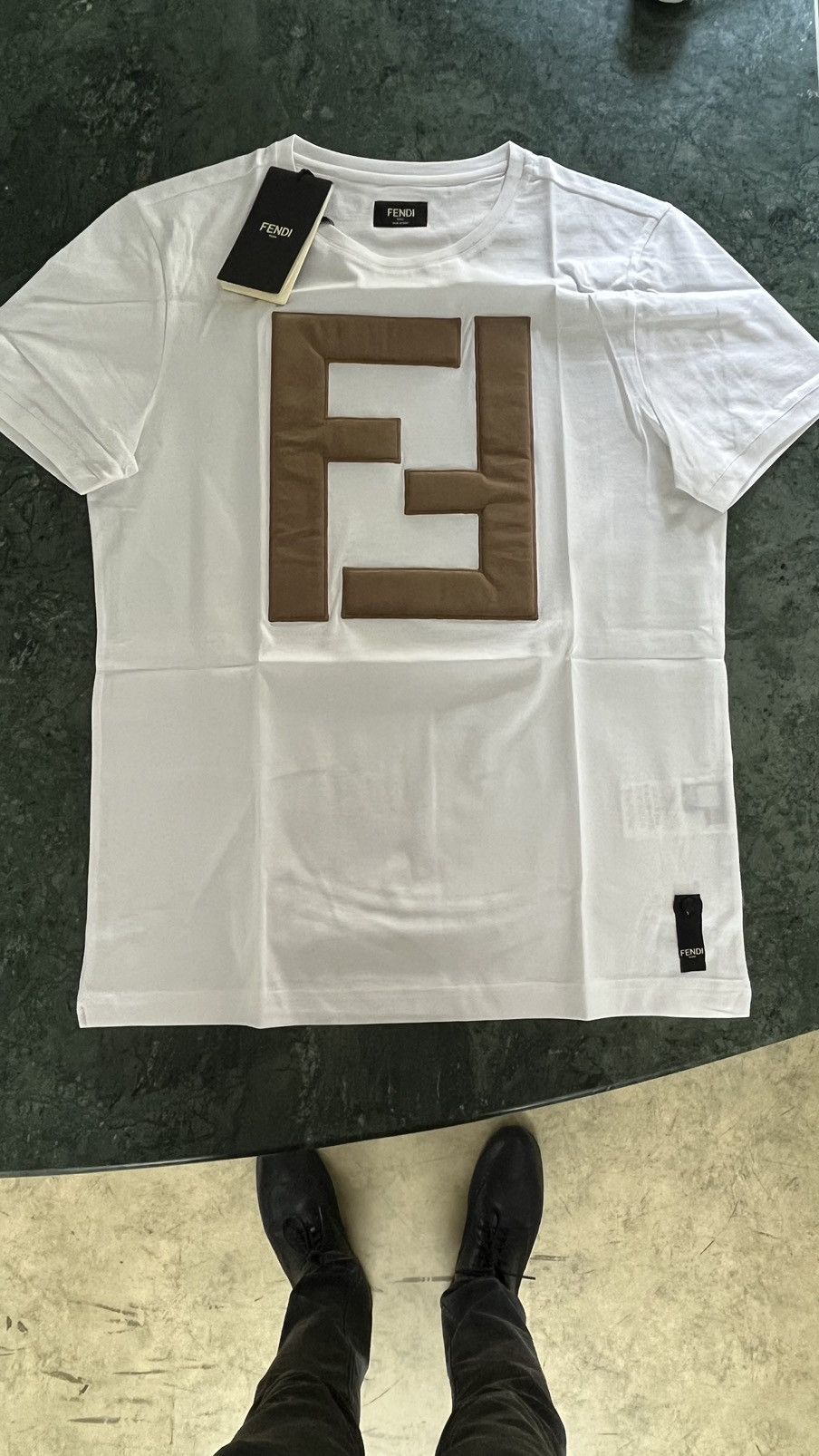 Fendi Fendi FF logo tshirt big logo 100% leather new with tags Size US S / EU 44-46 / 1 - 5 Thumbnail