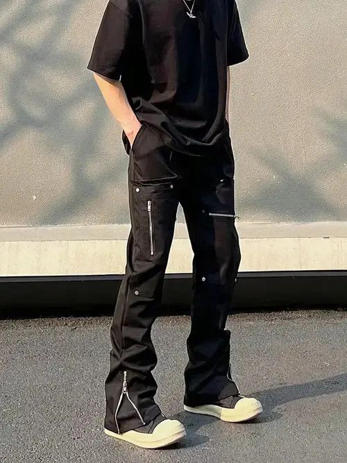 function cargo zipper flared pants
