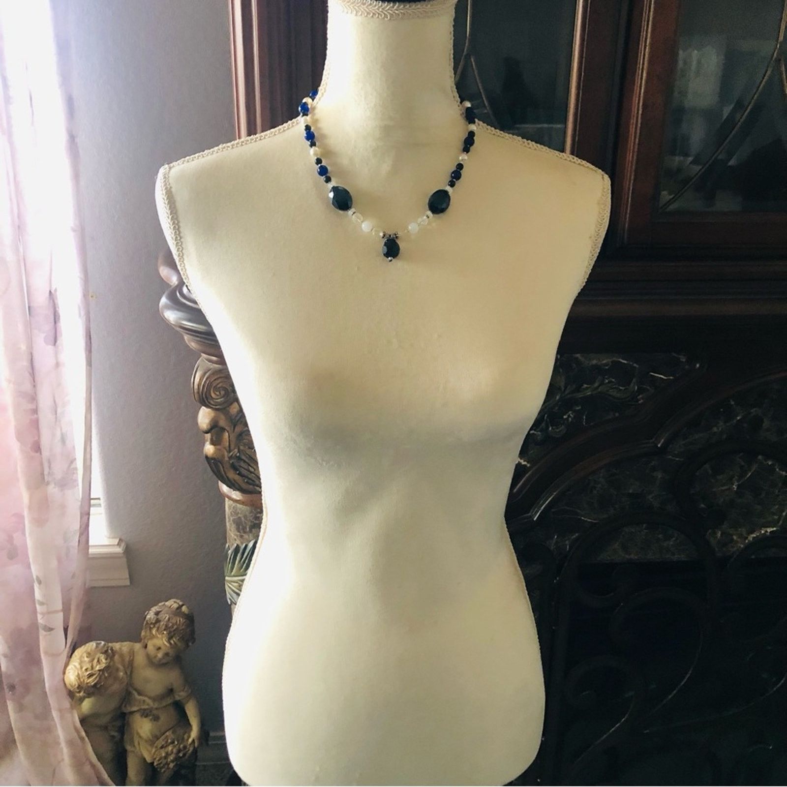 Handmade Handcrafted lazurite faceted jet crystal necklace Size ONE SIZE - 5 Thumbnail