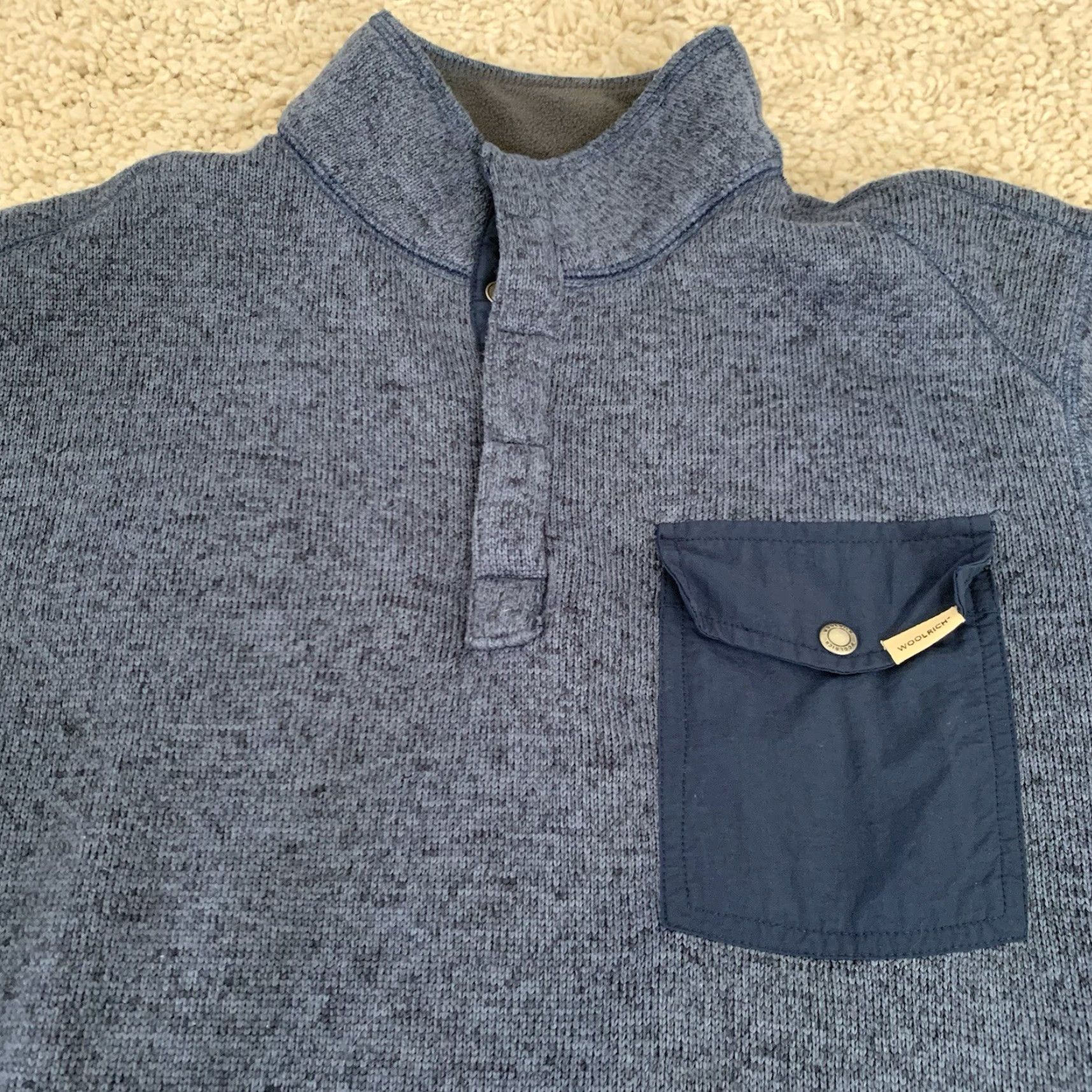 Vintage VINTAGE Woolrich Sweater Mens M Blue 1/4 Zip Mock Neck Pockets Logo Pullover Knit Outdoor Outdoor Mens Standard Regular 1/4 Zip 23.5x28 Size US M / EU 48-50 / 2 - 3 Thumbnail