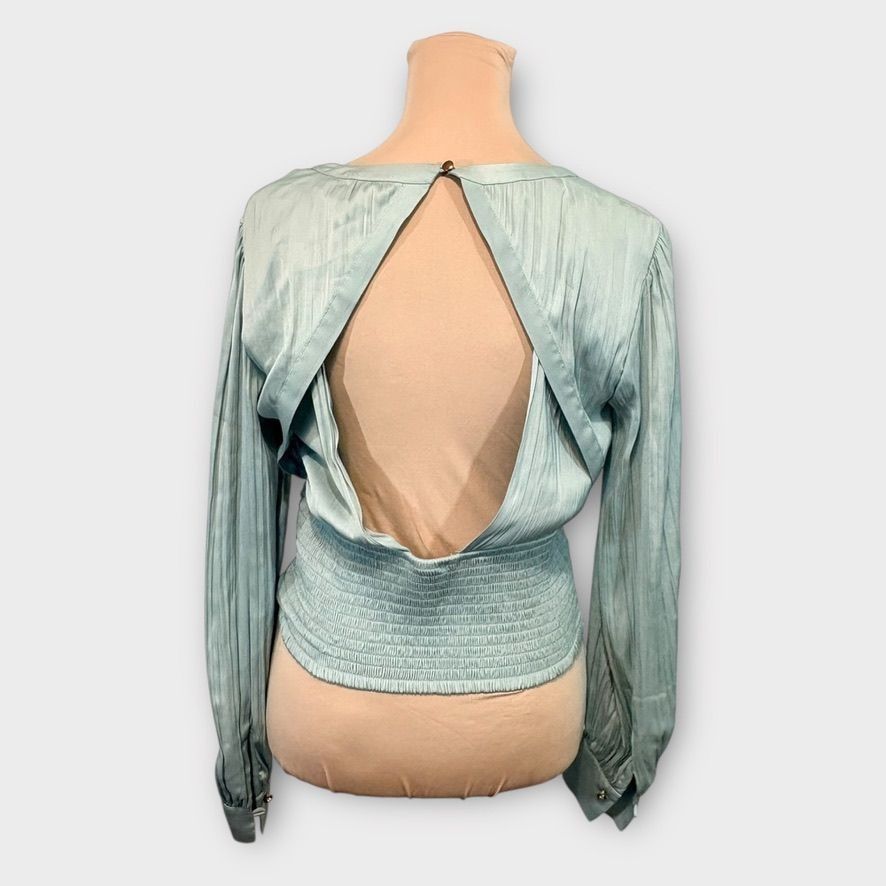 Anthropologie NWT Anthropologie Blouson Sleeve Blouse S Open Back Shirred Size S / US 4 / IT 40 - 8 Thumbnail