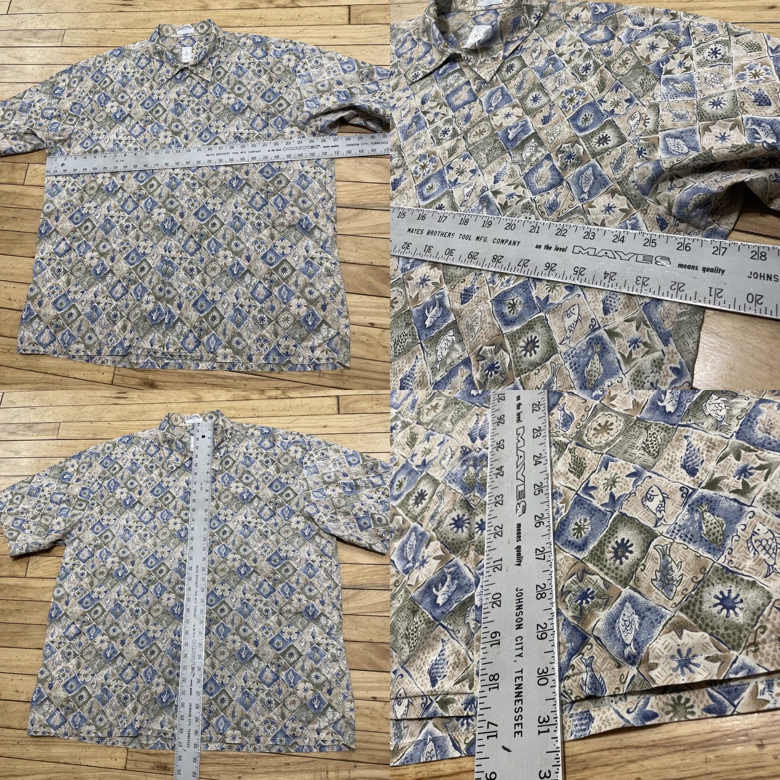 Vintage VINTAGE Burma Bibas Shirt Men 2XL Short Sleeve Button-Up Madras Plaid Fish Print Green 90s 2XL Mens Size US XXL / EU 58 / 5 - 8 Thumbnail